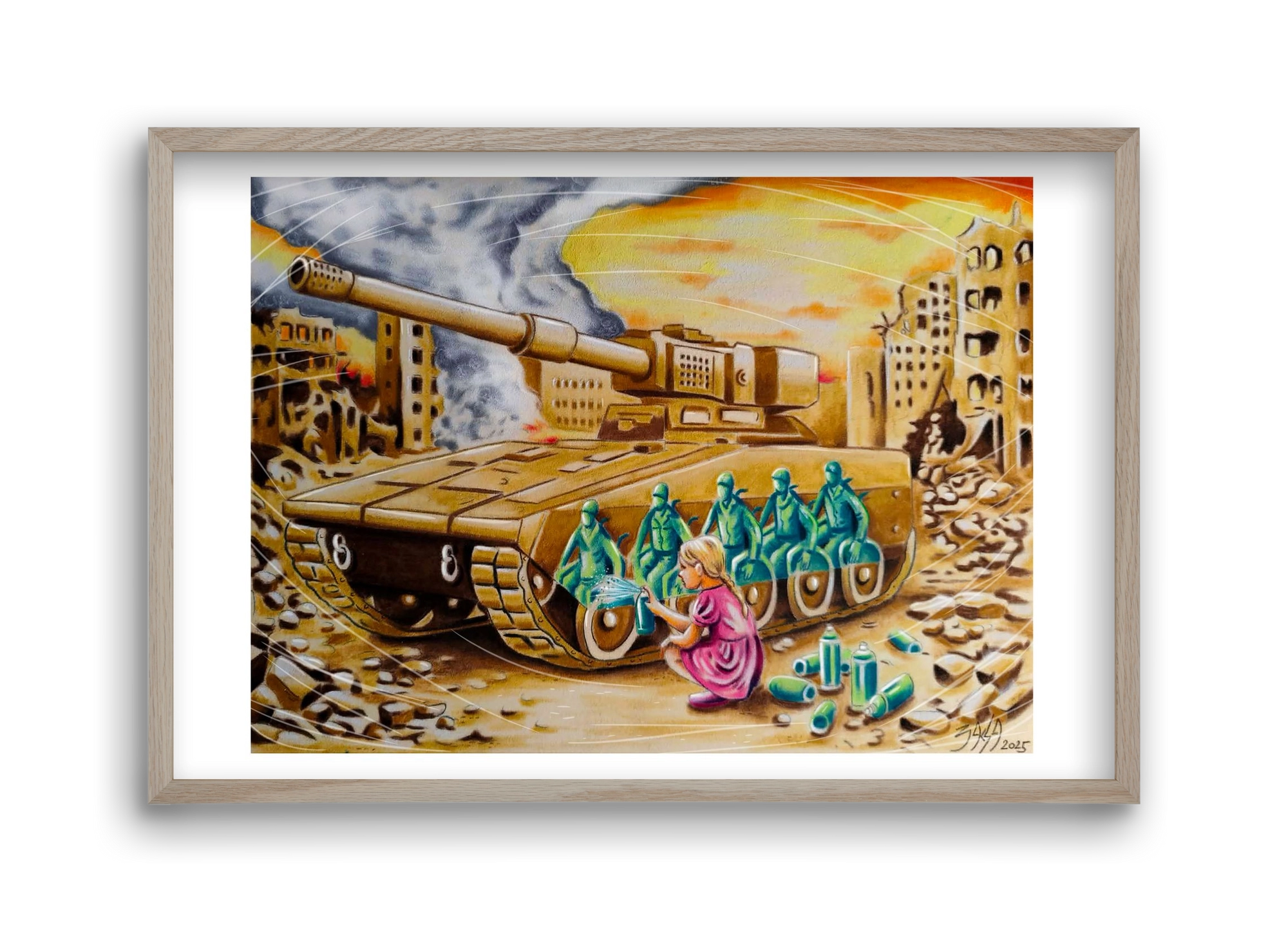 graffiti, 45x30 cm (45x30 cm), Tölgy keret