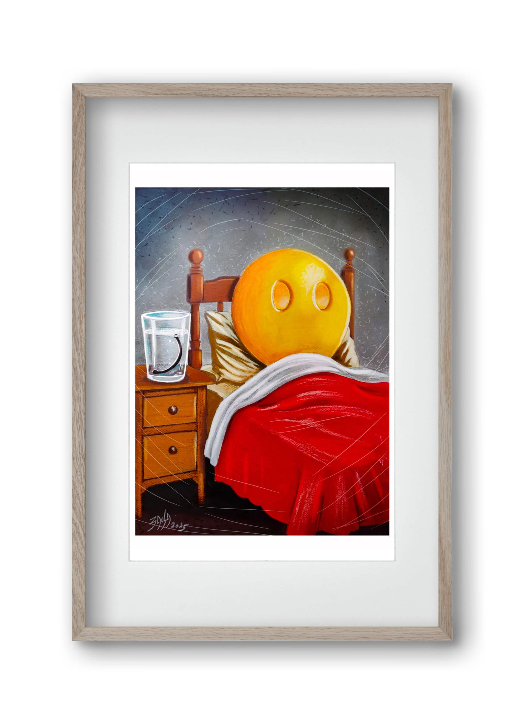 smiley, 30x45 cm (20x30 cm), Tölgy keret, paszpartuval