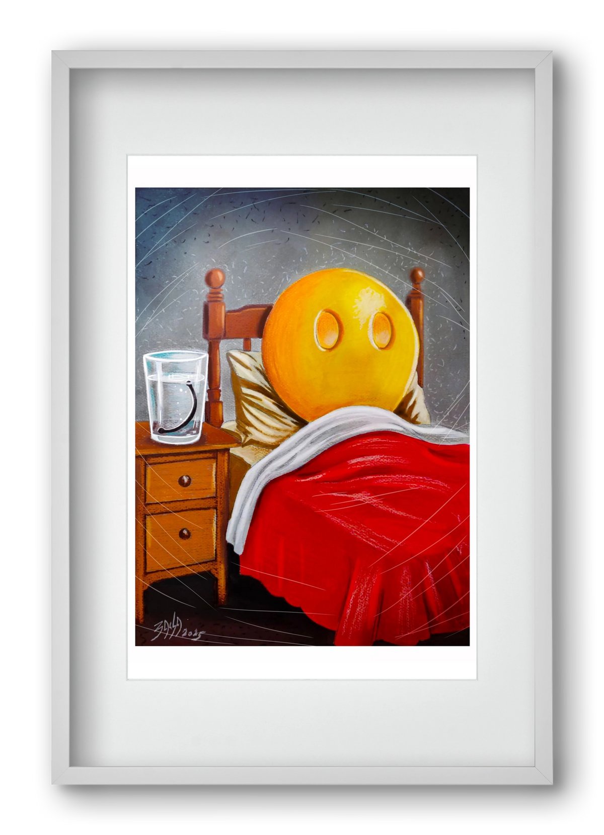 smiley, 40x60 cm (30x45 cm), Fehér keret, paszpartuval