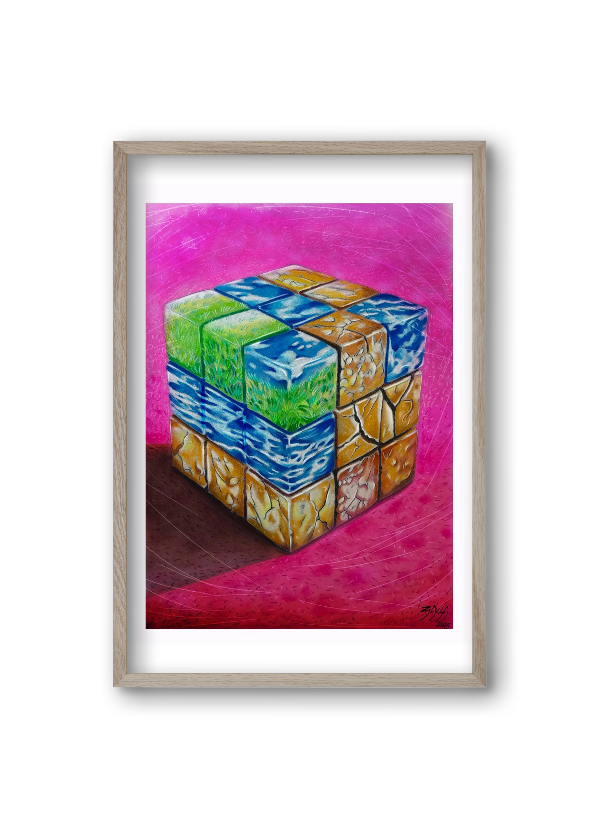 bűvös kocka, 20x30 cm (20x30 cm), Tölgy keret