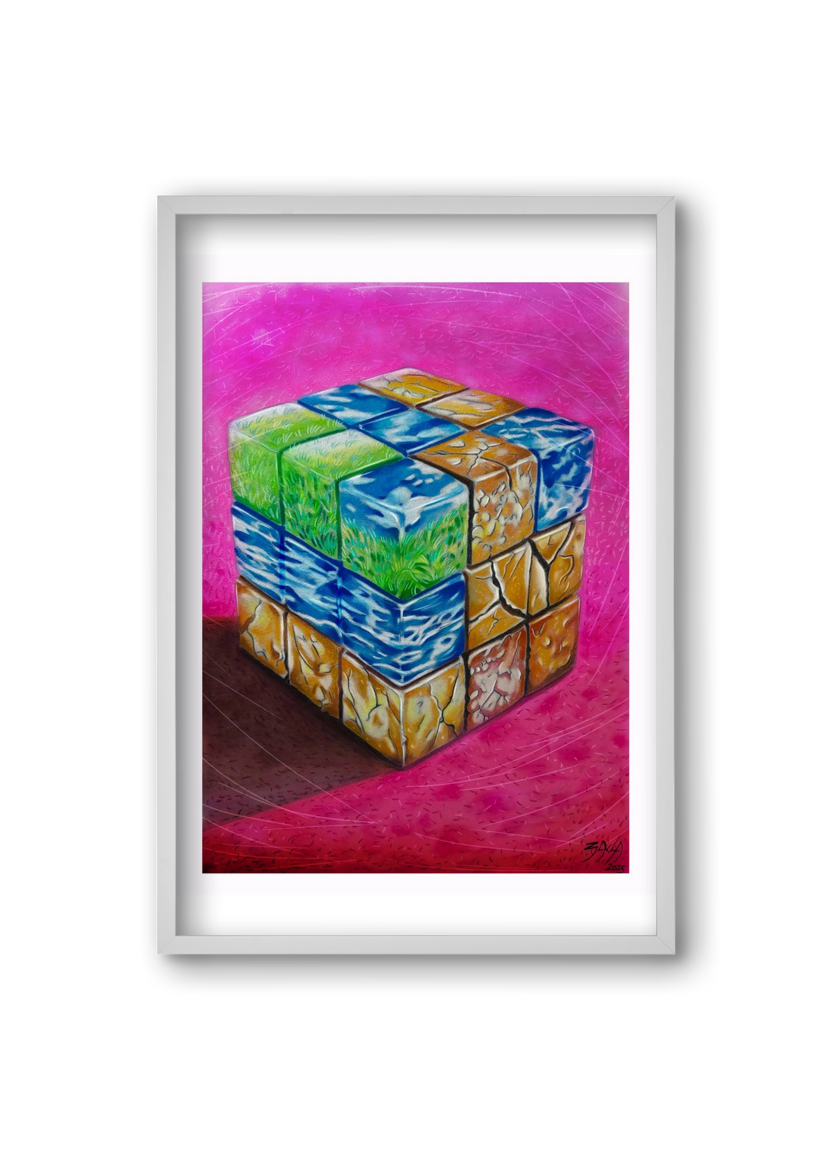 bűvös kocka, 20x30 cm (20x30 cm), Fehér keret