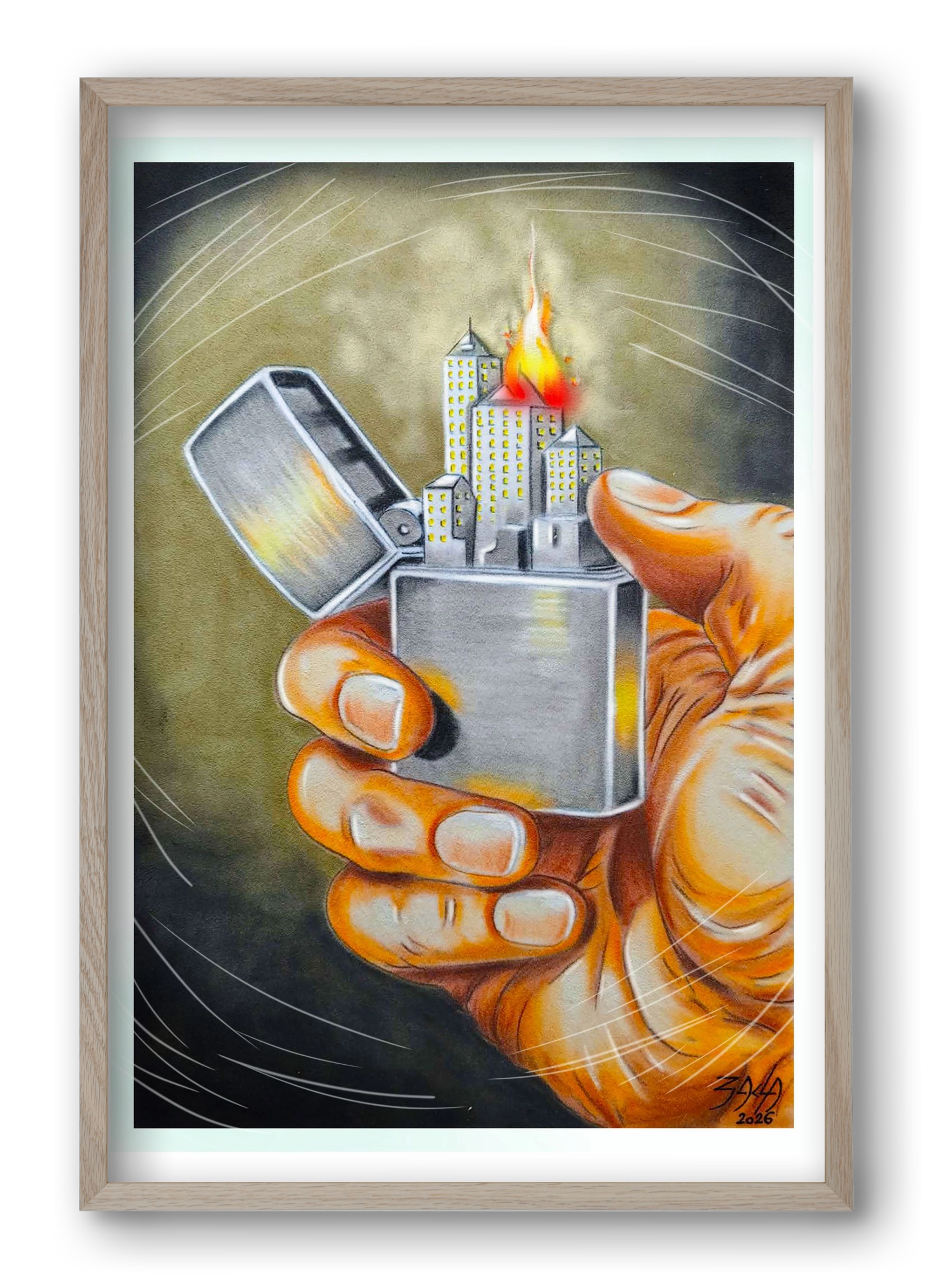 gas, 40x60 cm (40x60 cm), Tölgy keret