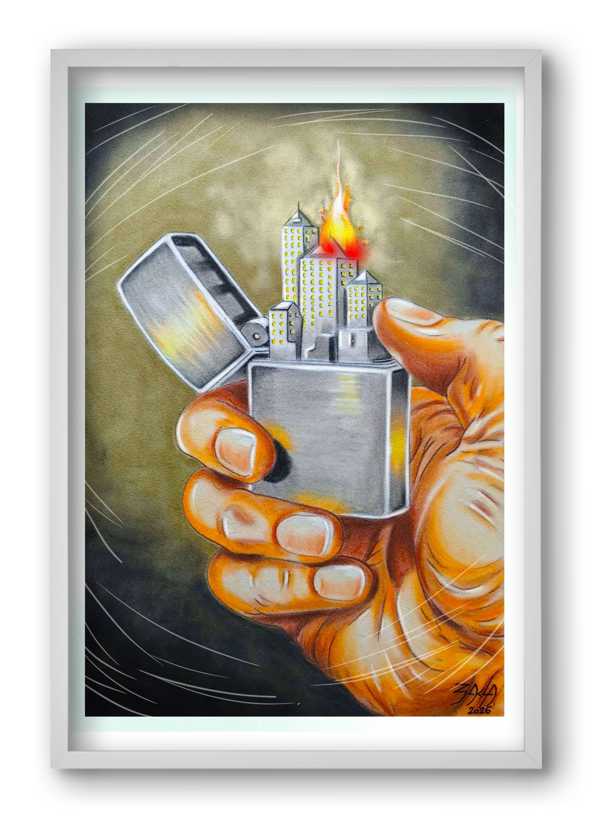 gas, 40x60 cm (40x60 cm), Fehér keret