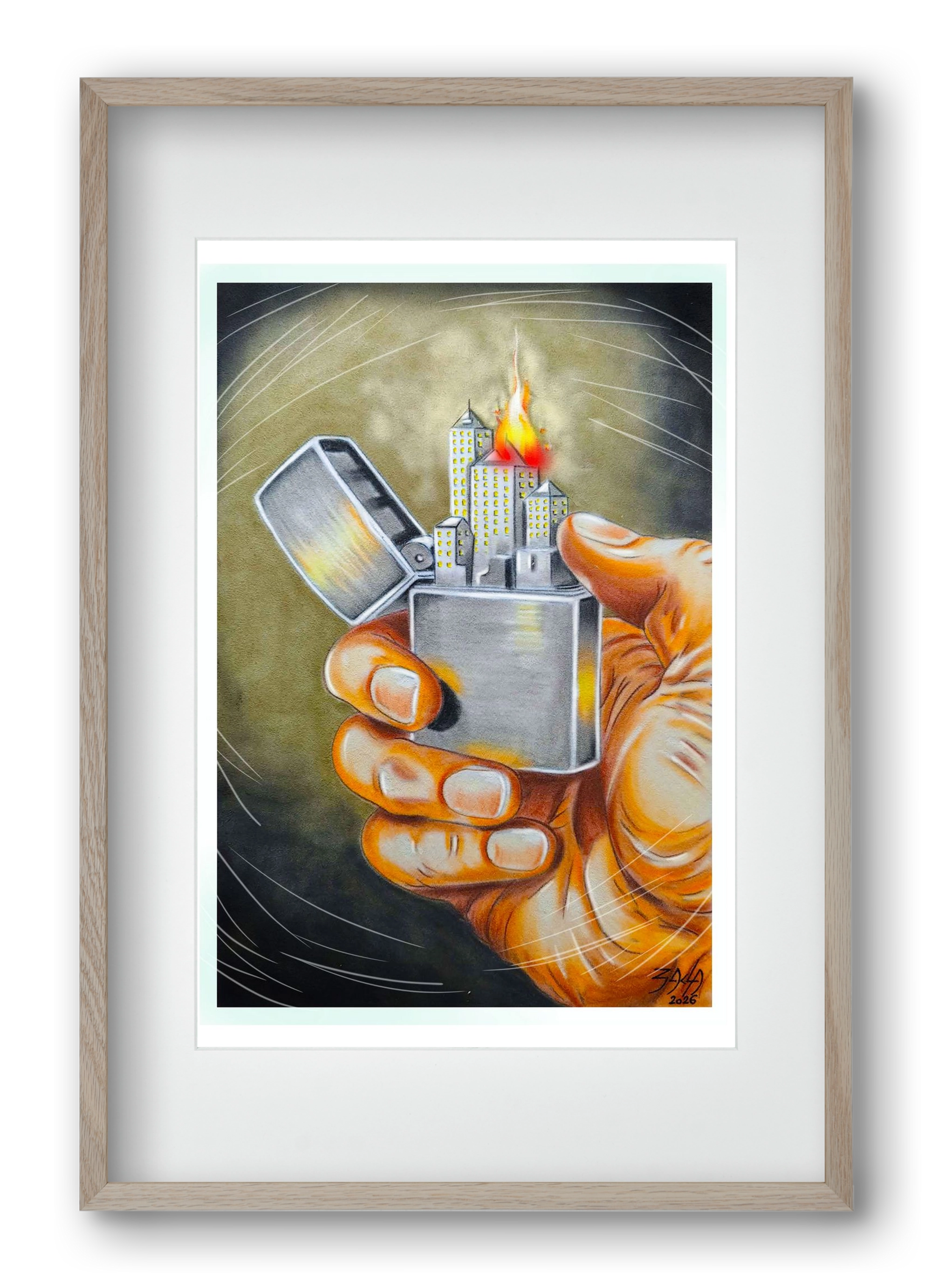 gas, 40x60 cm (30x45 cm), Tölgy keret, paszpartuval