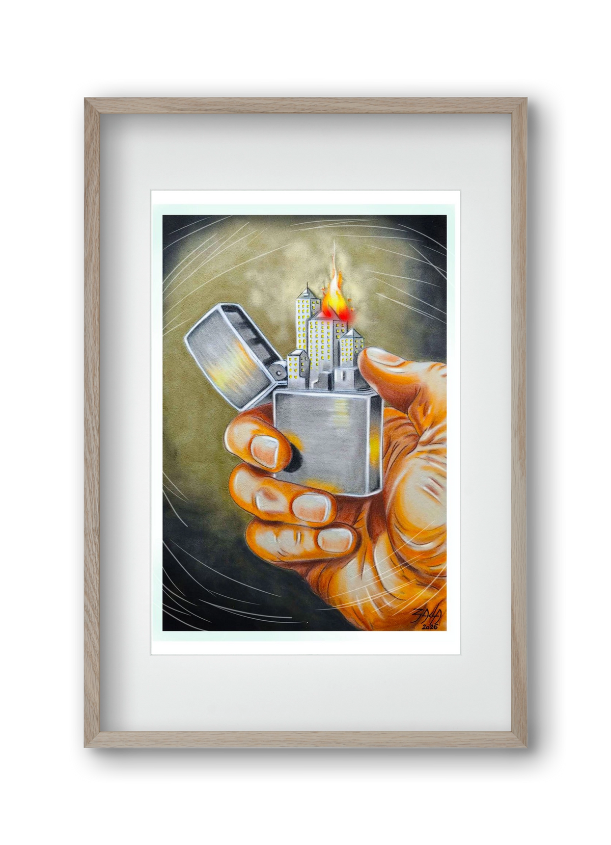 gas, 30x45 cm (20x30 cm), Tölgy keret, paszpartuval