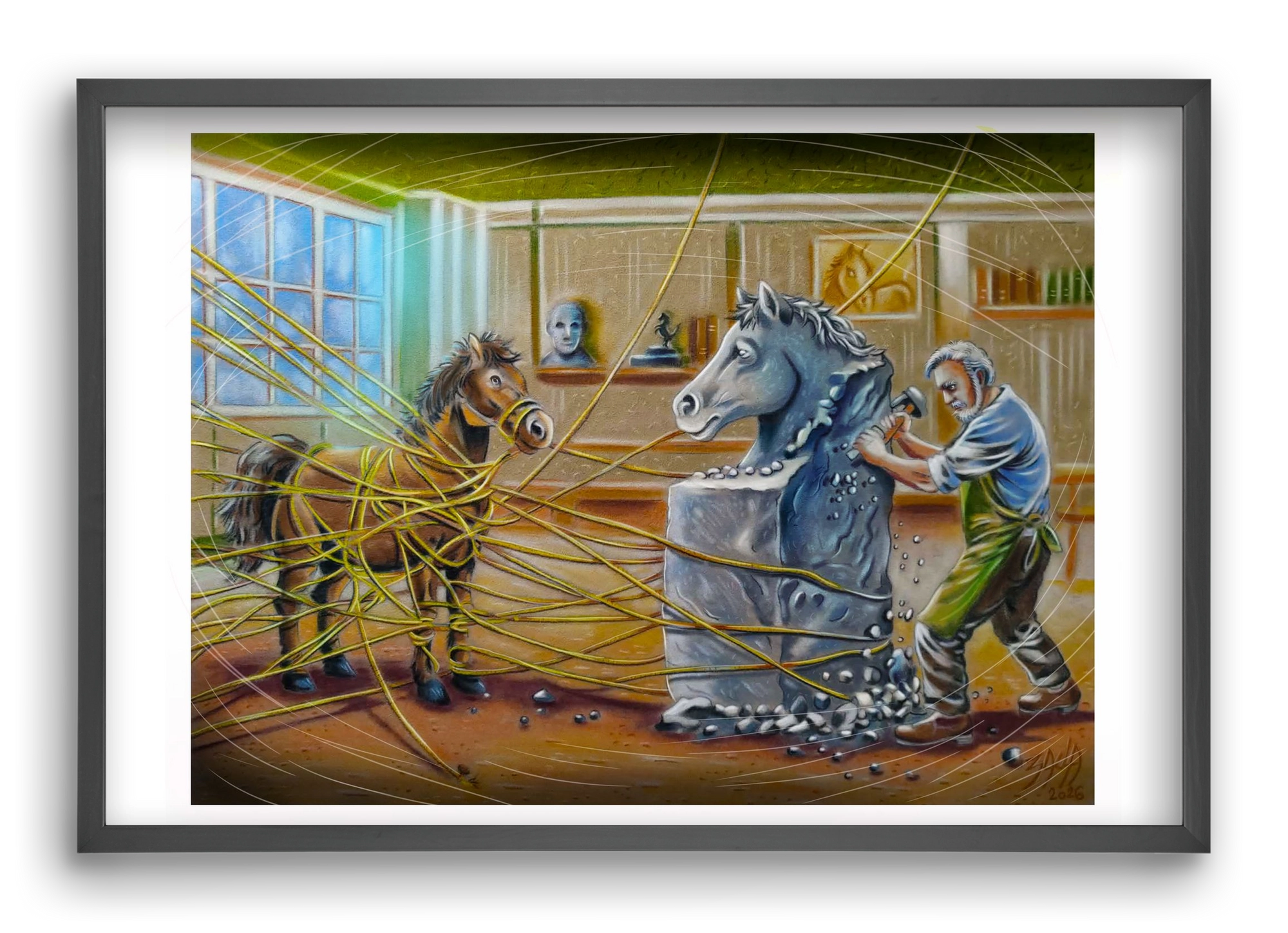 horse, 60x40 cm (60x40 cm), Fekete keret