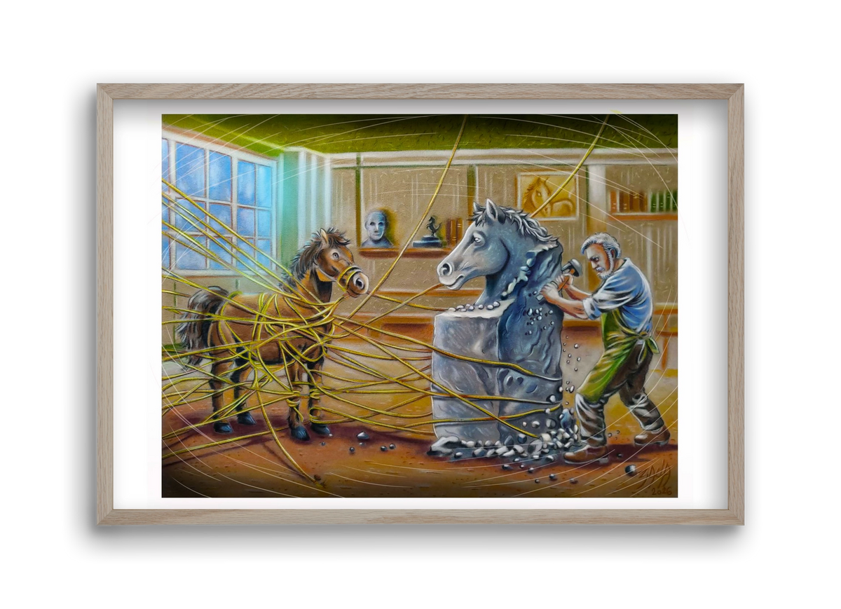 horse, 45x30 cm (45x30 cm), Tölgy keret