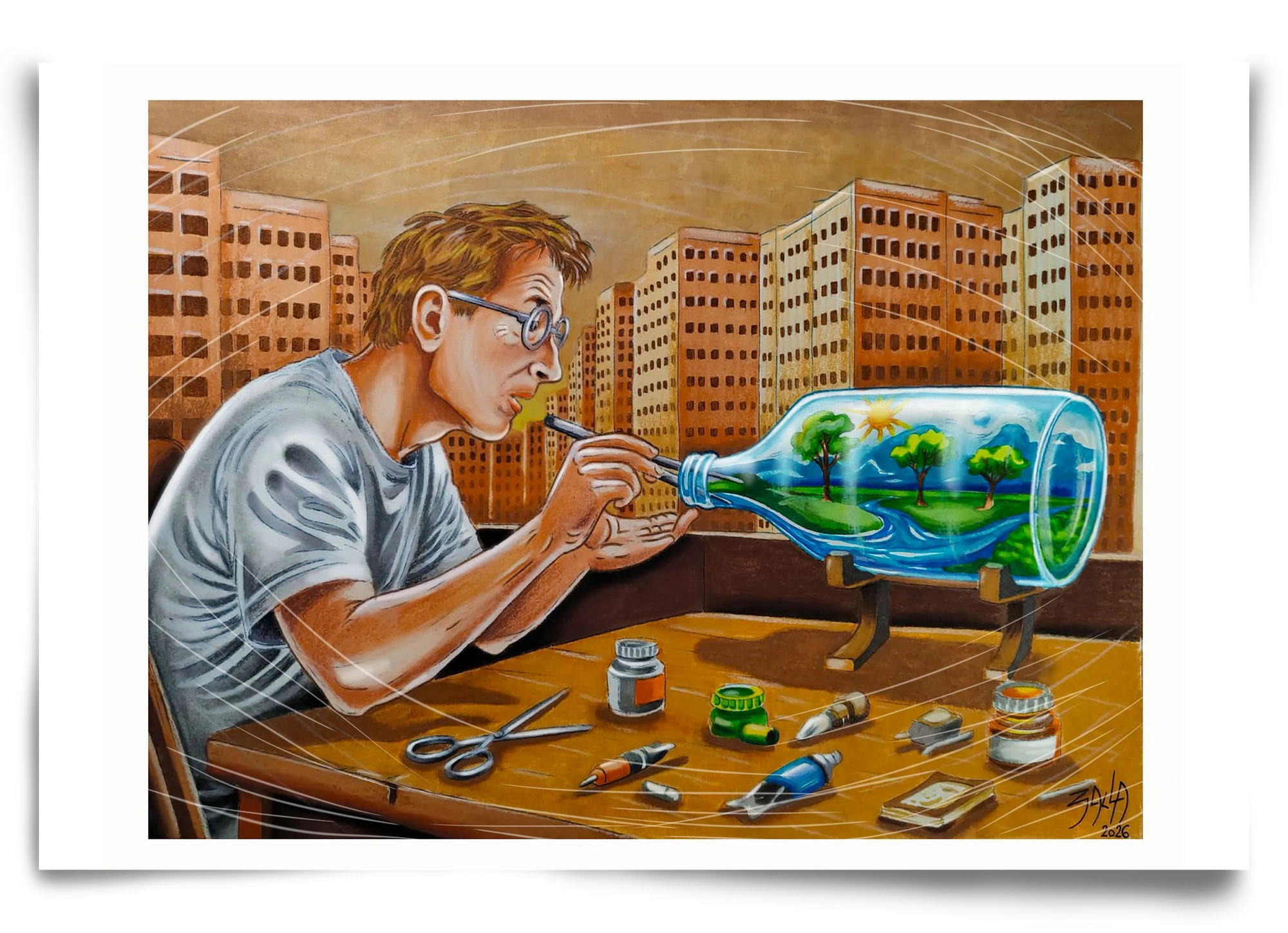 palackba zárva, 90x60 cm, Keret nélkül