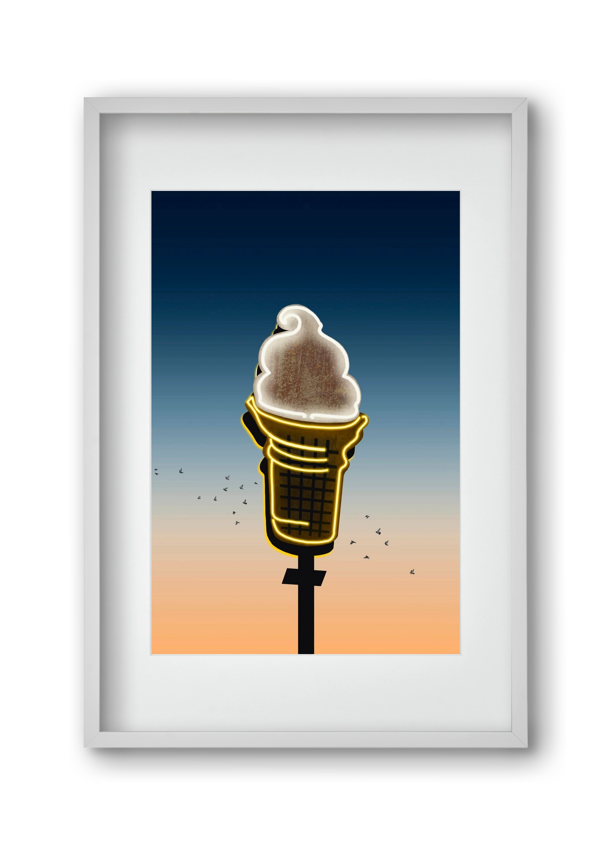 American neon, 30x45 cm (20x30 cm), Fehér keret, paszpartuval