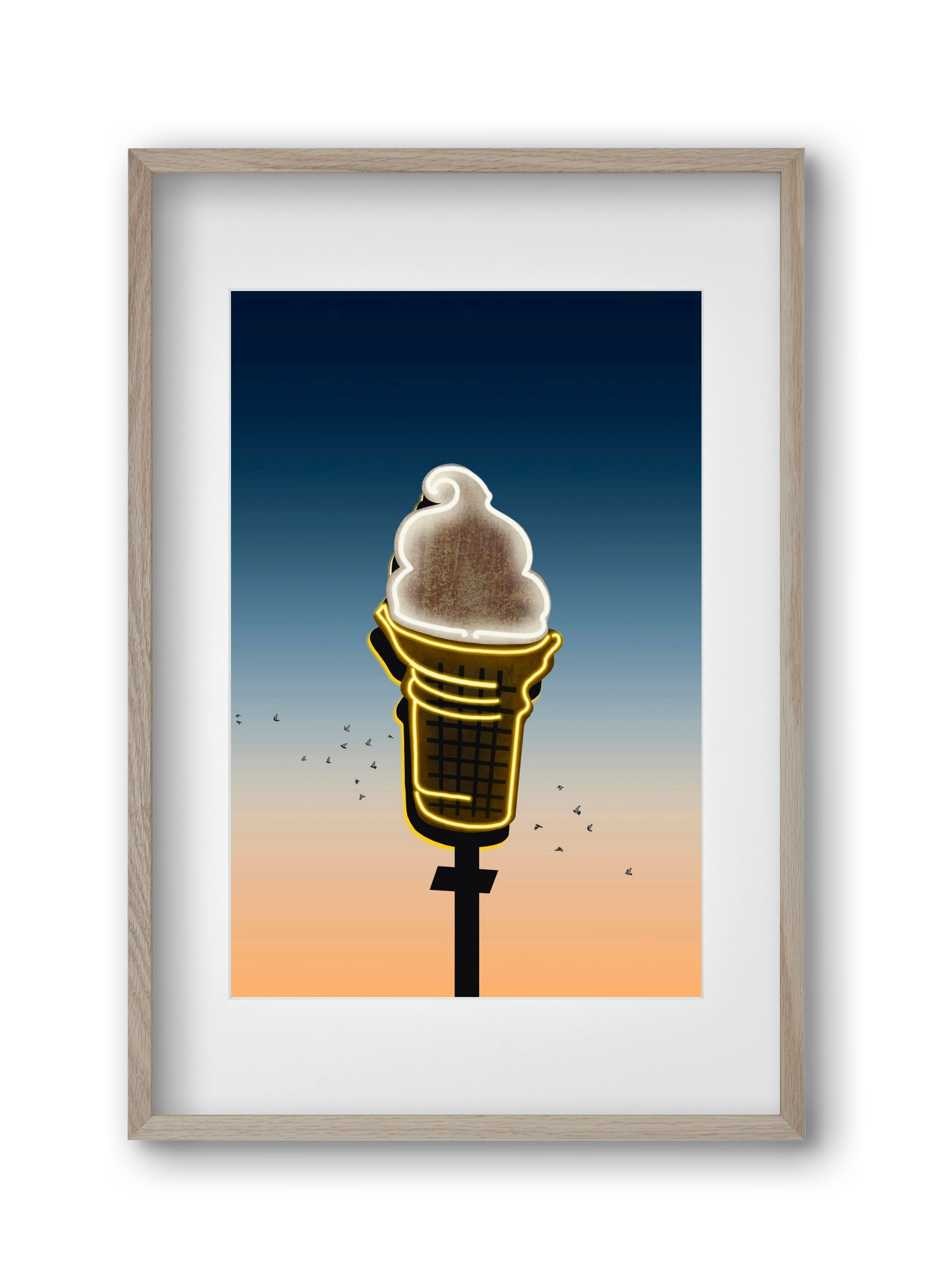 American neon, 30x45 cm (20x30 cm), Tölgy keret, paszpartuval