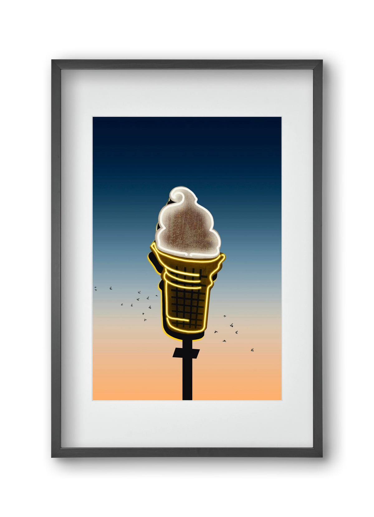 American neon, 30x45 cm (20x30 cm), Fekete keret, paszpartuval