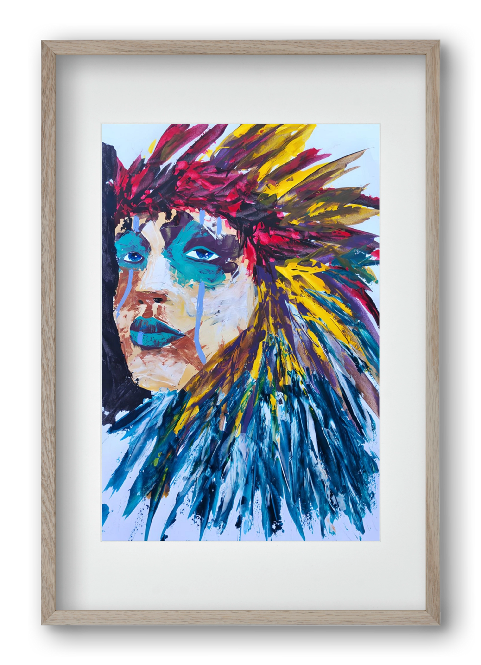 Indian Girl, 40x60 cm (30x45 cm), Tölgy keret, paszpartuval