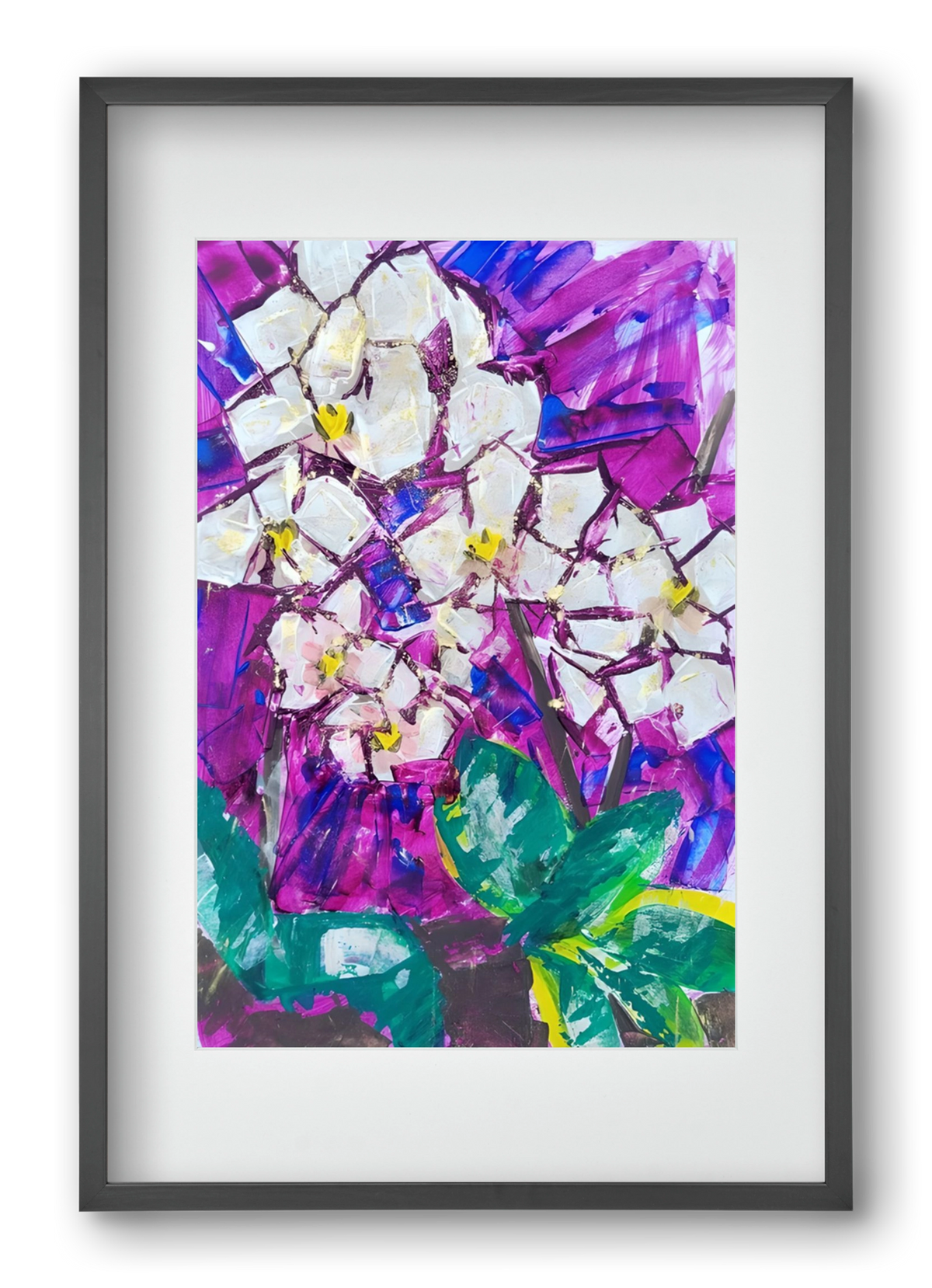 Orchidea, 40x60 cm (30x45 cm), Fekete keret, paszpartuval