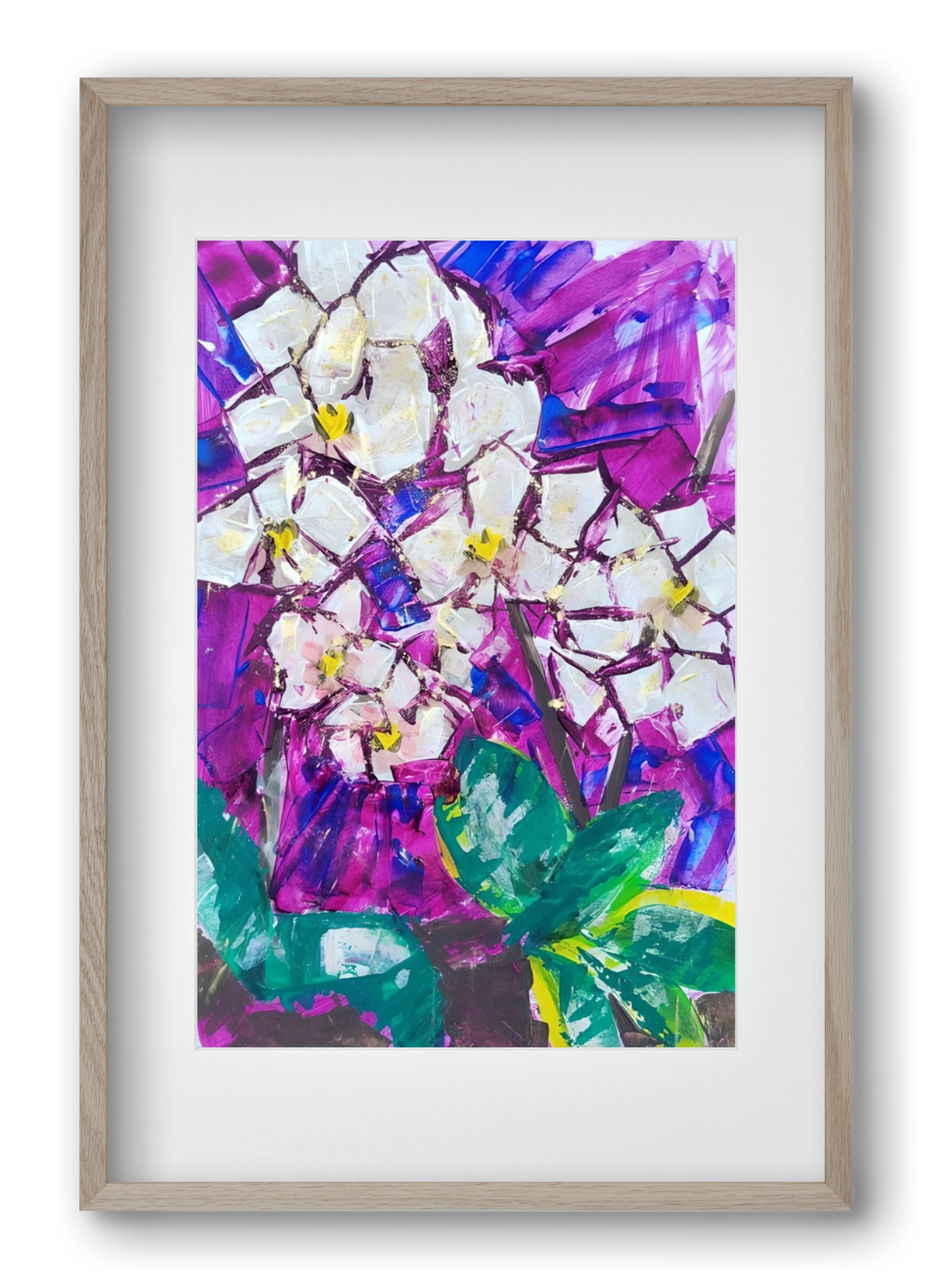 Orchidea, 40x60 cm (30x45 cm), Tölgy keret, paszpartuval
