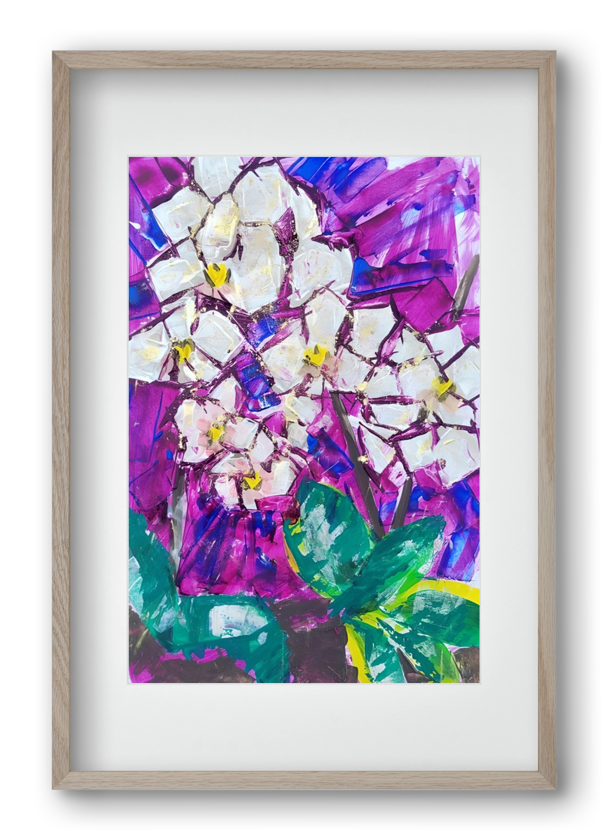 Orchidea, 40x60 cm (30x45 cm), Tölgy keret, paszpartuval