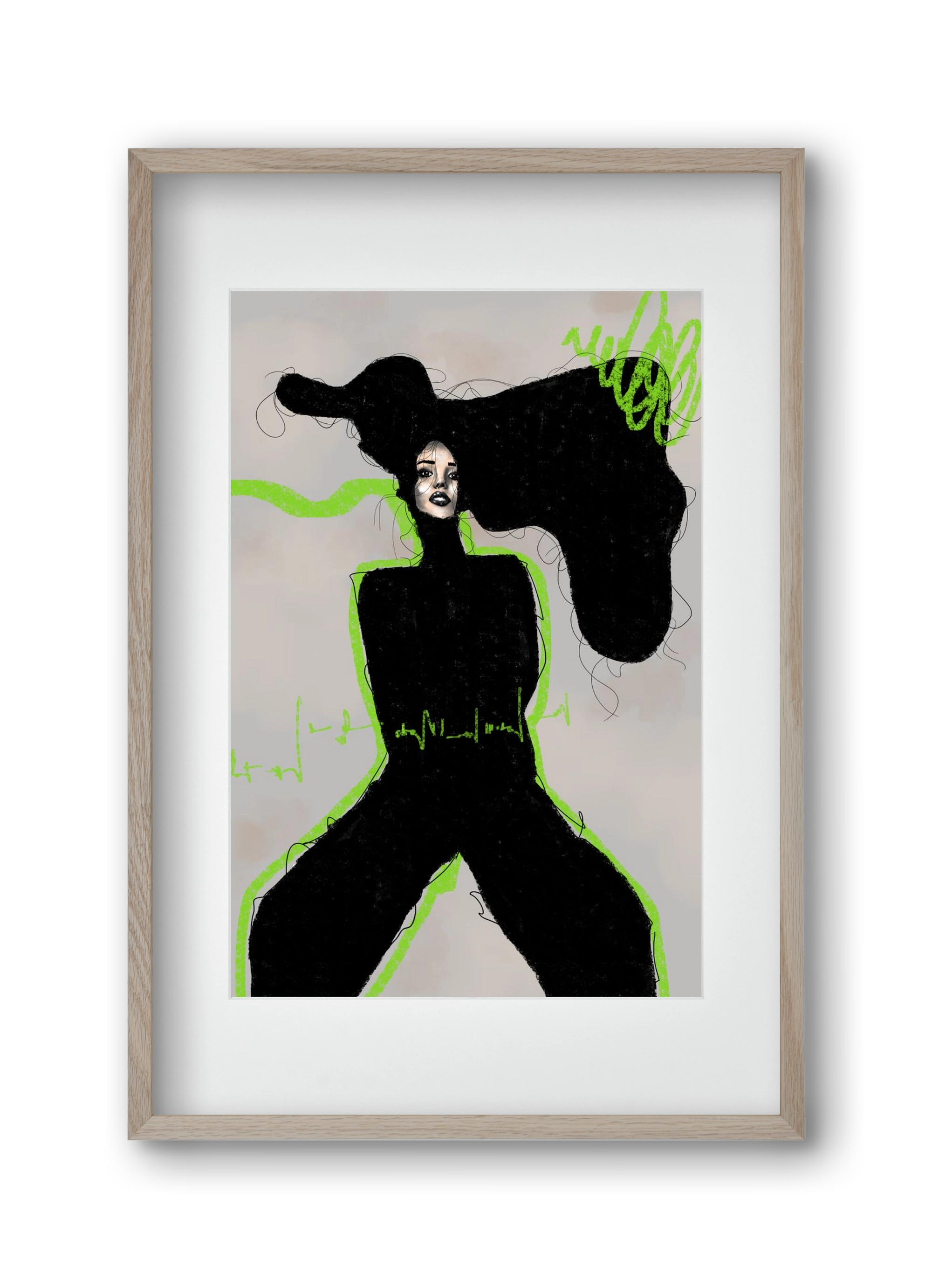 Electric Pulse, 30x45 cm (20x30 cm), Tölgy keret, paszpartuval