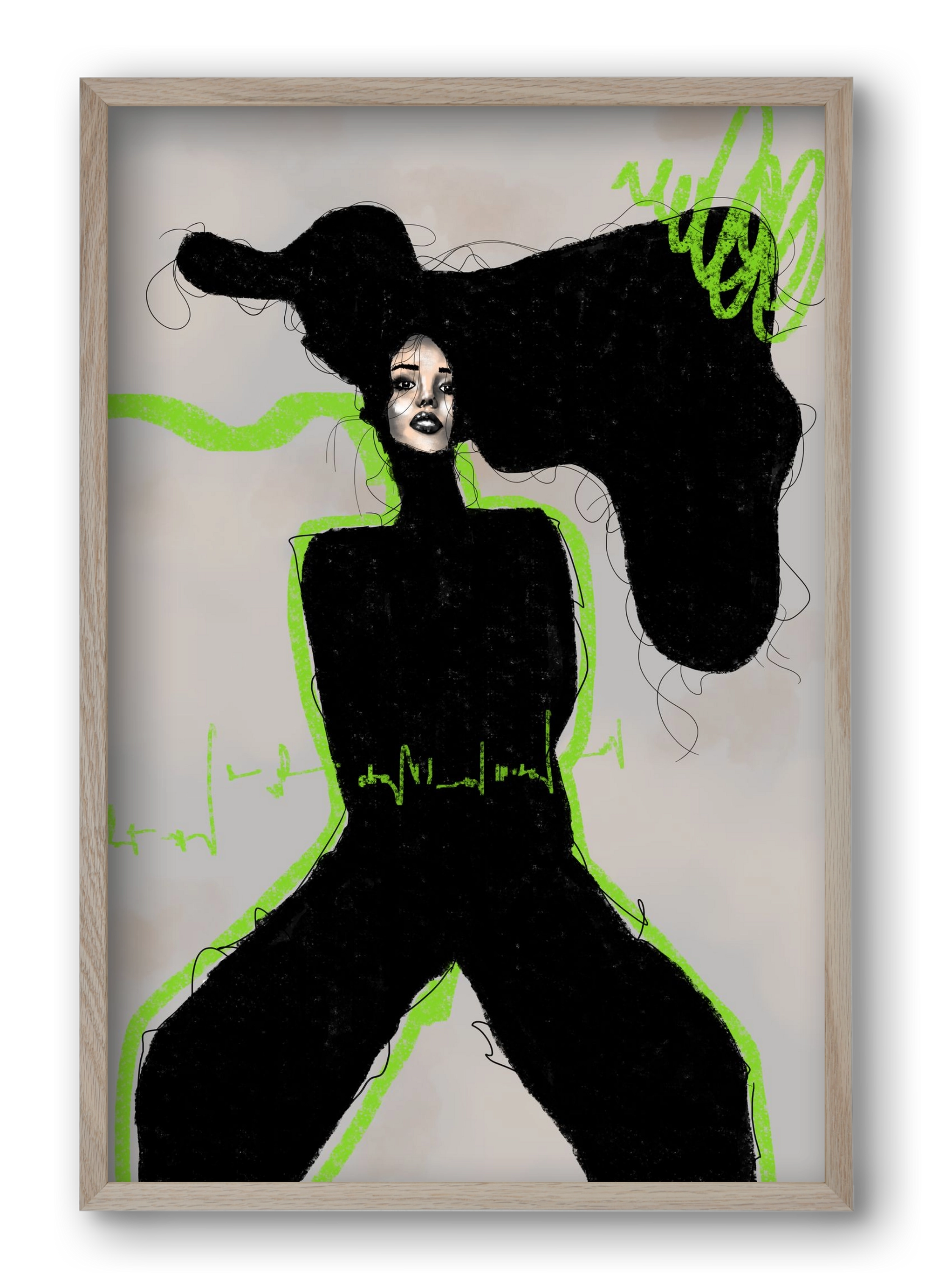 Electric Pulse, 40x60 cm (40x60 cm), Tölgy keret