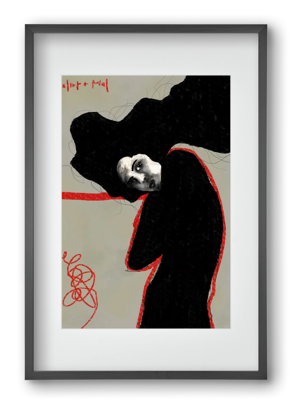 Wired Silence, 40x60 cm (30x45 cm), Fekete keret, paszpartuval