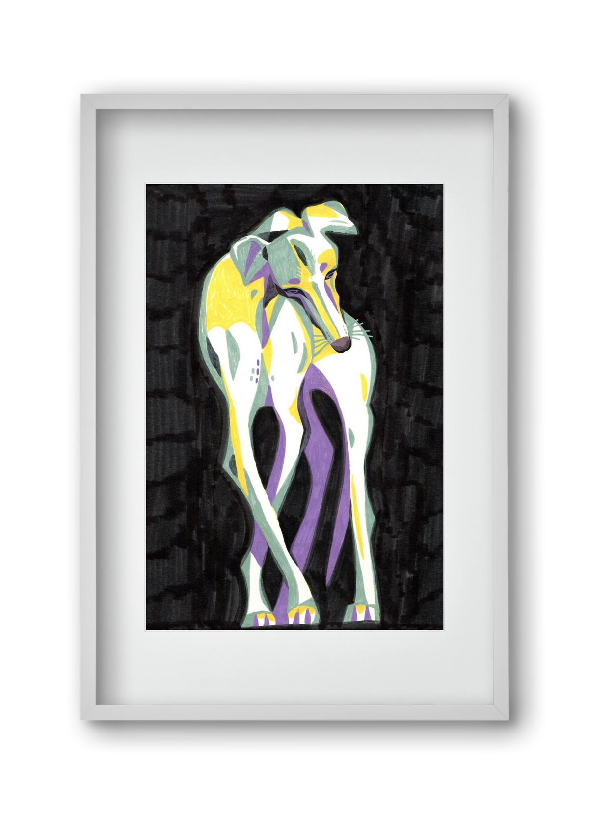 Greyhound, 30x45 cm (20x30 cm), Fehér keret, paszpartuval