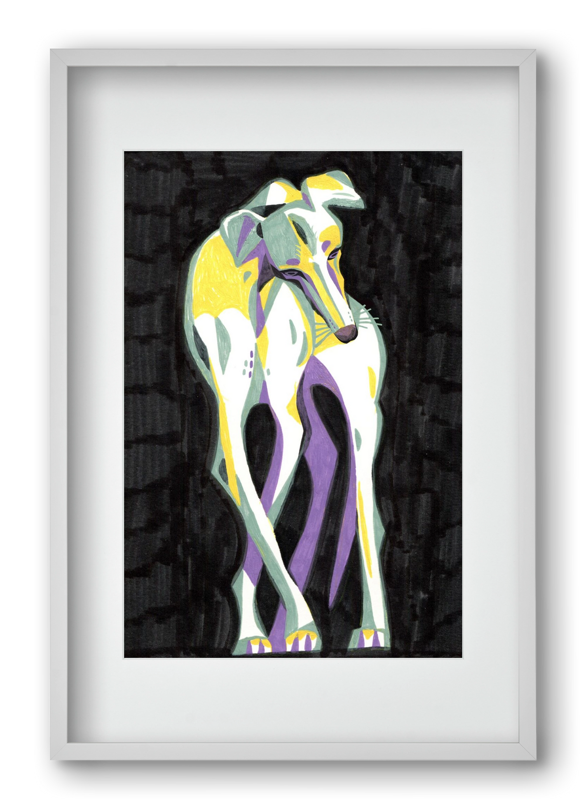 Greyhound, 40x60 cm (30x45 cm), Fehér keret, paszpartuval