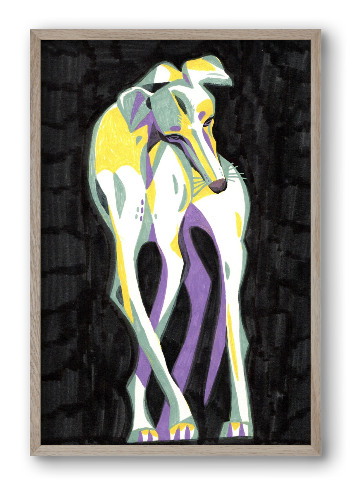 Greyhound, 40x60 cm (40x60 cm), Tölgy keret