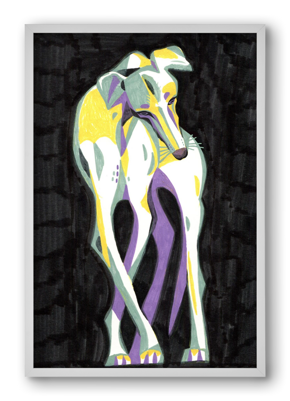 Greyhound, 40x60 cm (40x60 cm), Fehér keret