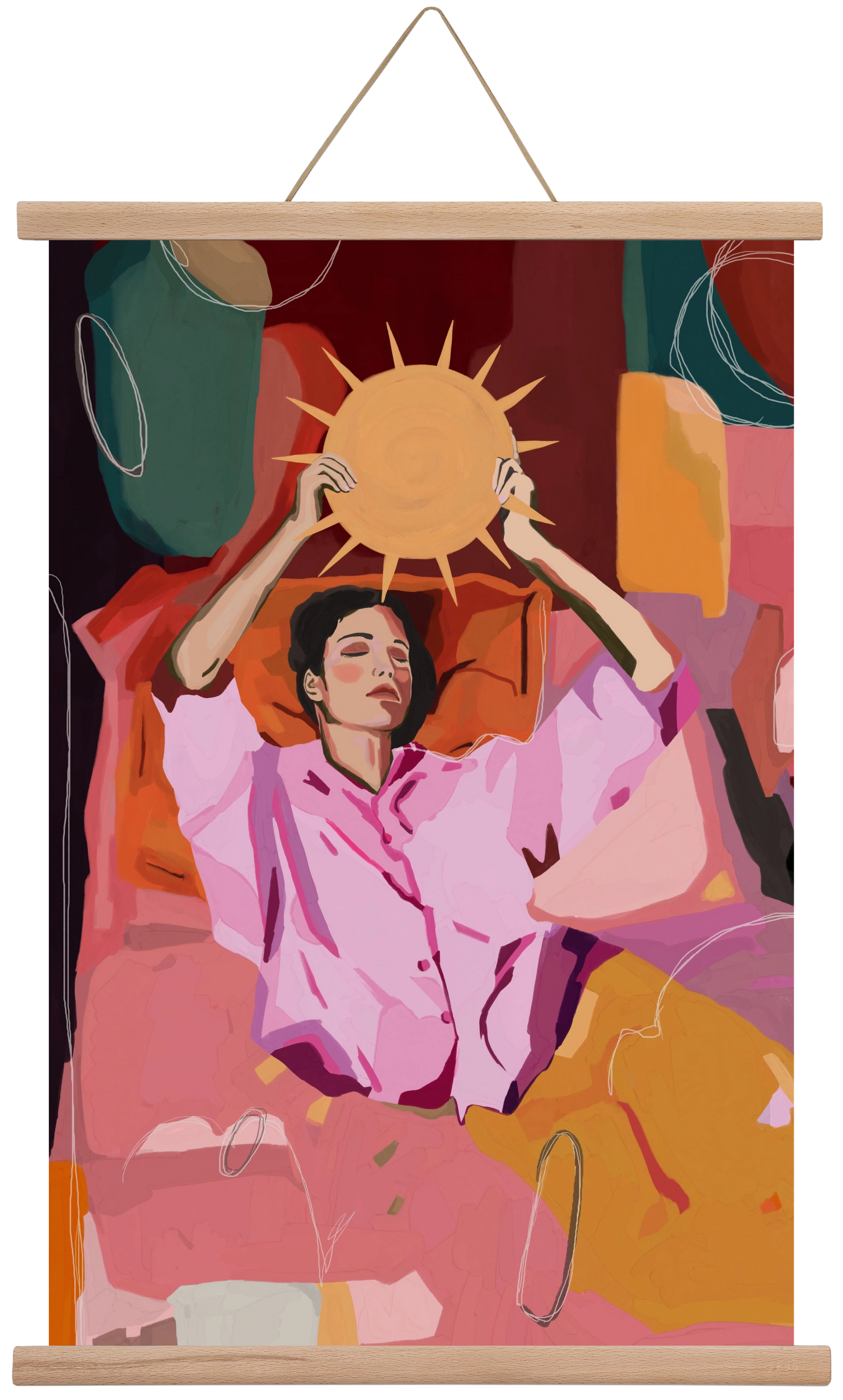 Here comes the sun, 40x60 cm (40x60 cm), Tölgy akasztó