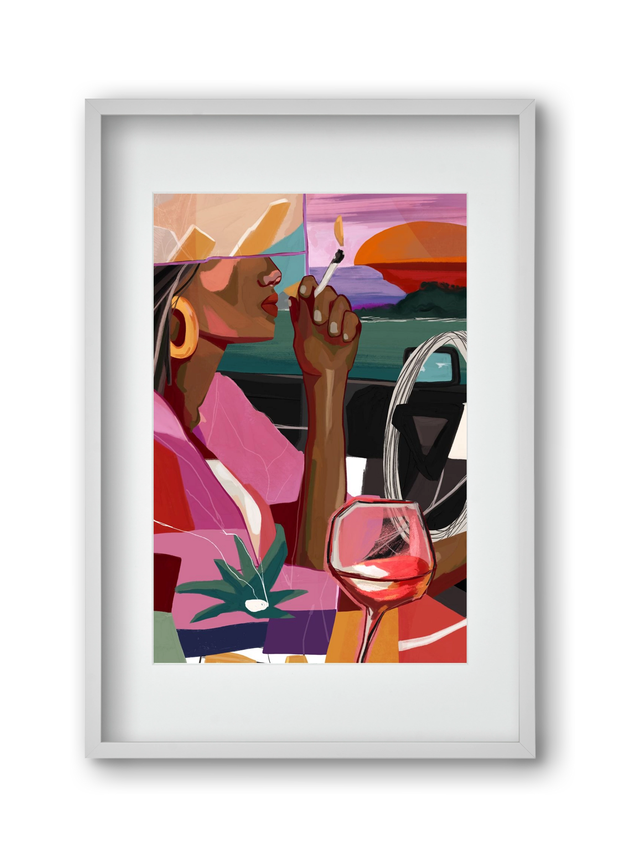 Just me to the road open, 30x45 cm (20x30 cm), Fehér keret, paszpartuval