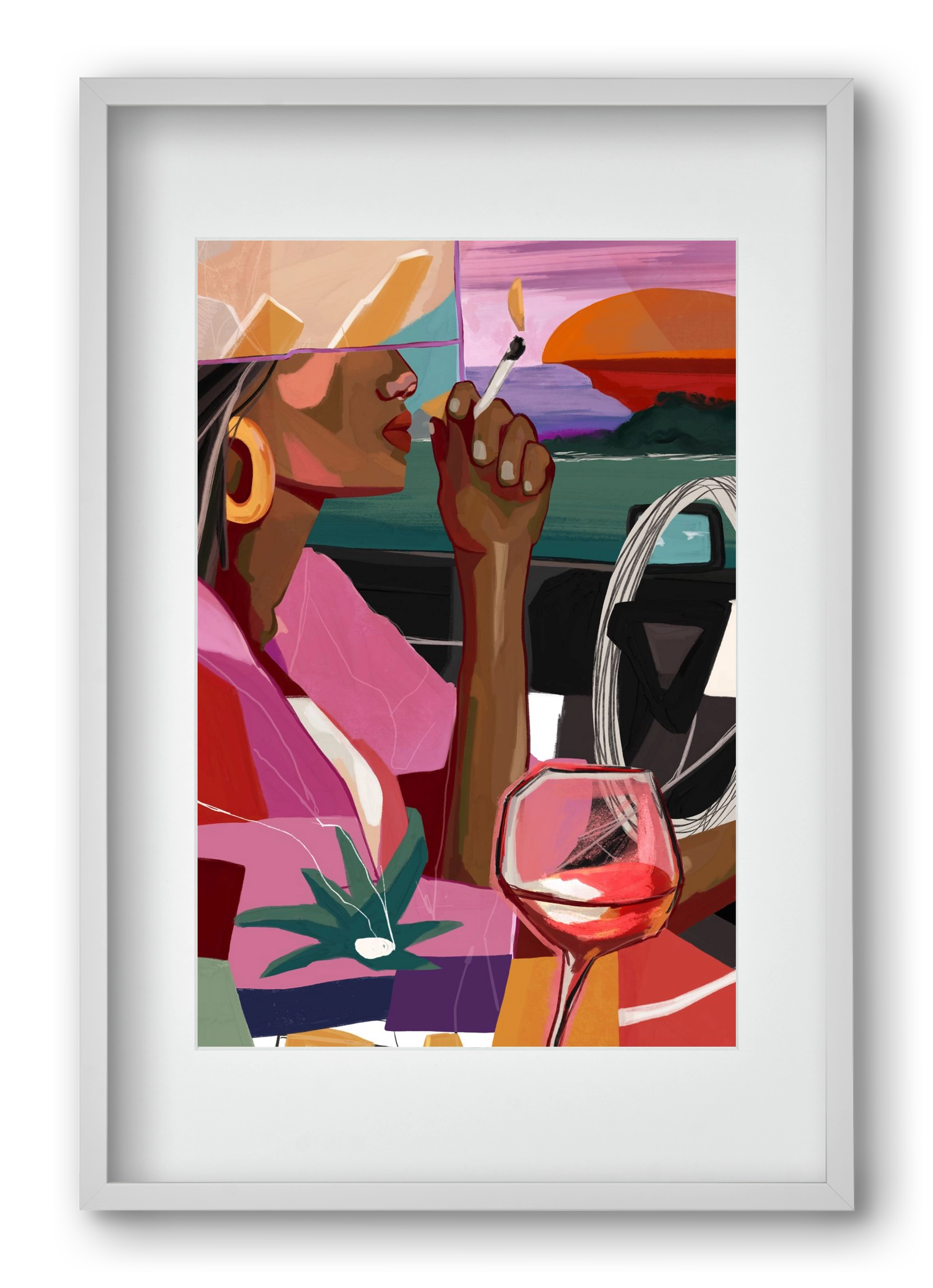 Just me to the road open, 40x60 cm (30x45 cm), Fehér keret, paszpartuval