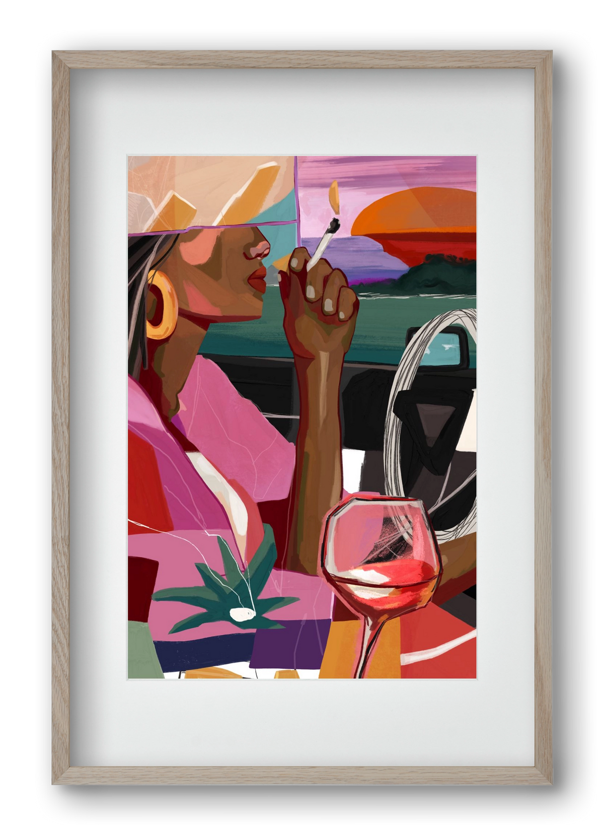 Just me to the road open, 40x60 cm (30x45 cm), Tölgy keret, paszpartuval