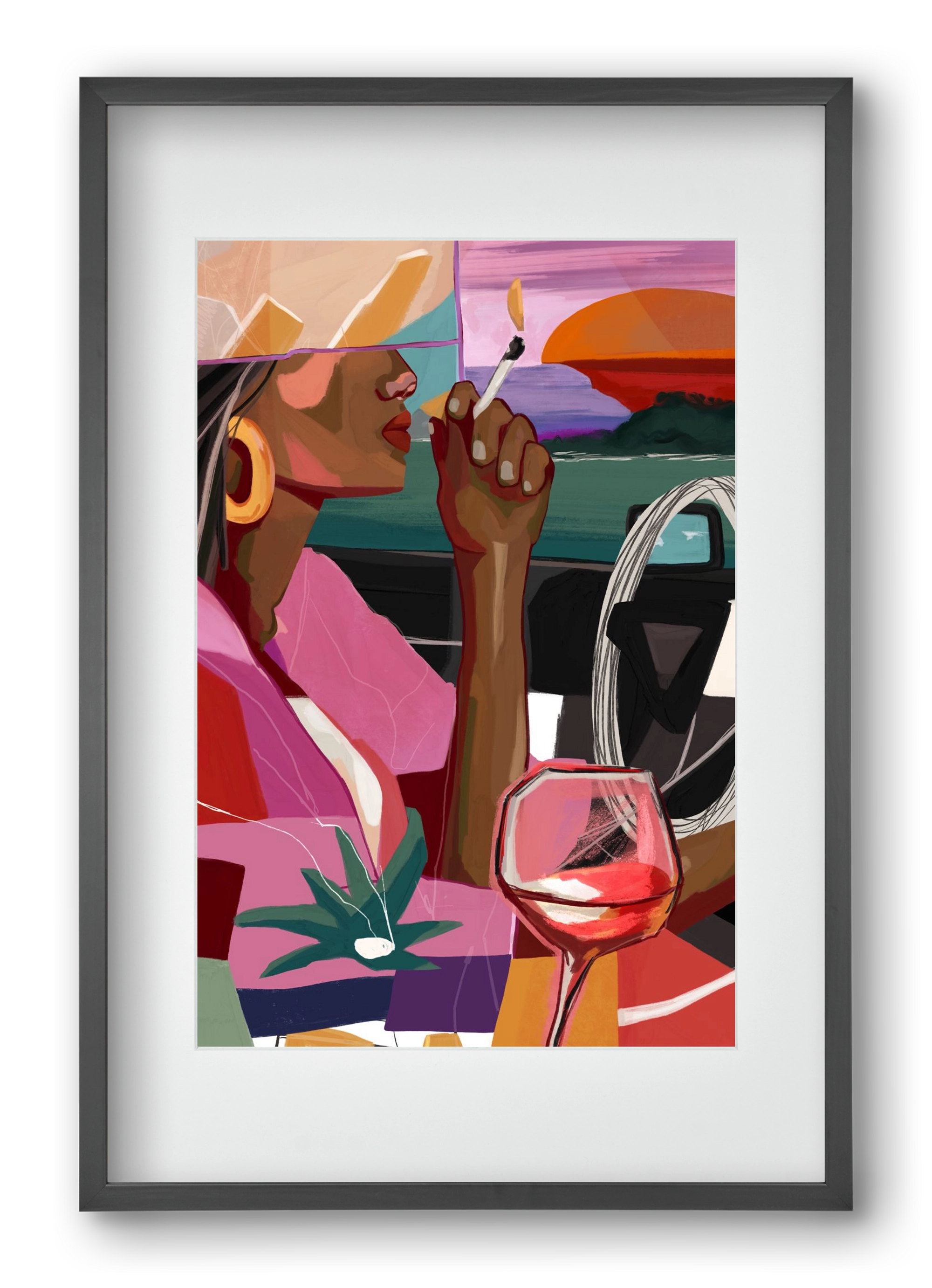 Just me to the road open, 40x60 cm (30x45 cm), Fekete keret, paszpartuval