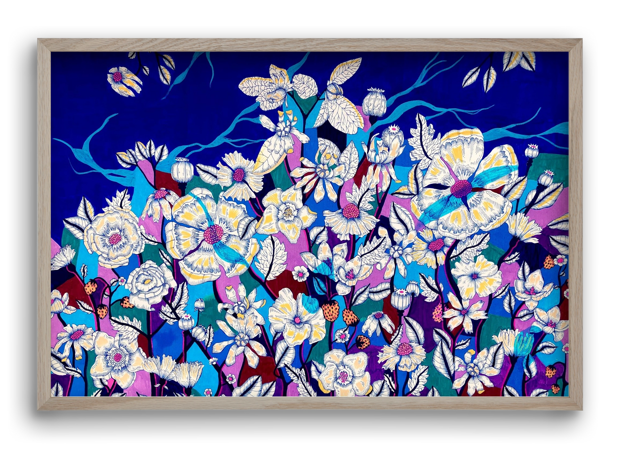 Storm on top of the poppies, 60x40 cm (60x40 cm), Tölgy keret