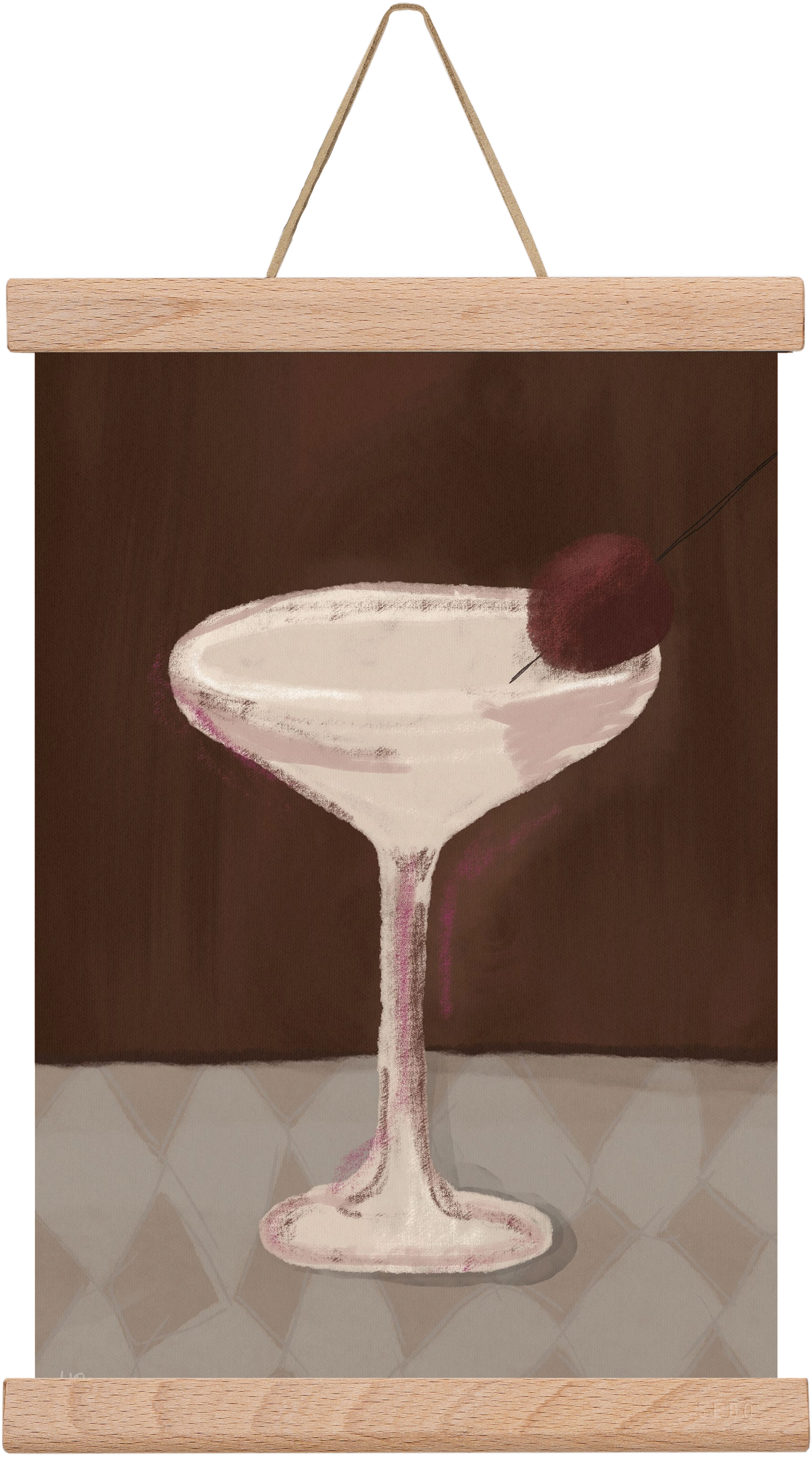 Cherry Sip, 20x30 cm (20x30 cm), Tölgy akasztó