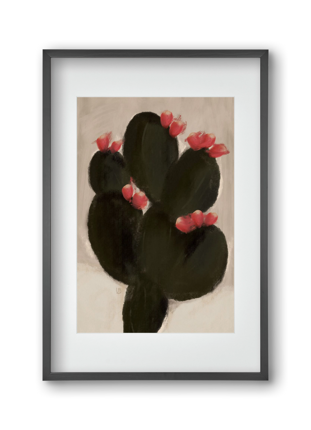 Blooming Cactus, 30x45 cm (20x30 cm), Fekete keret, paszpartuval