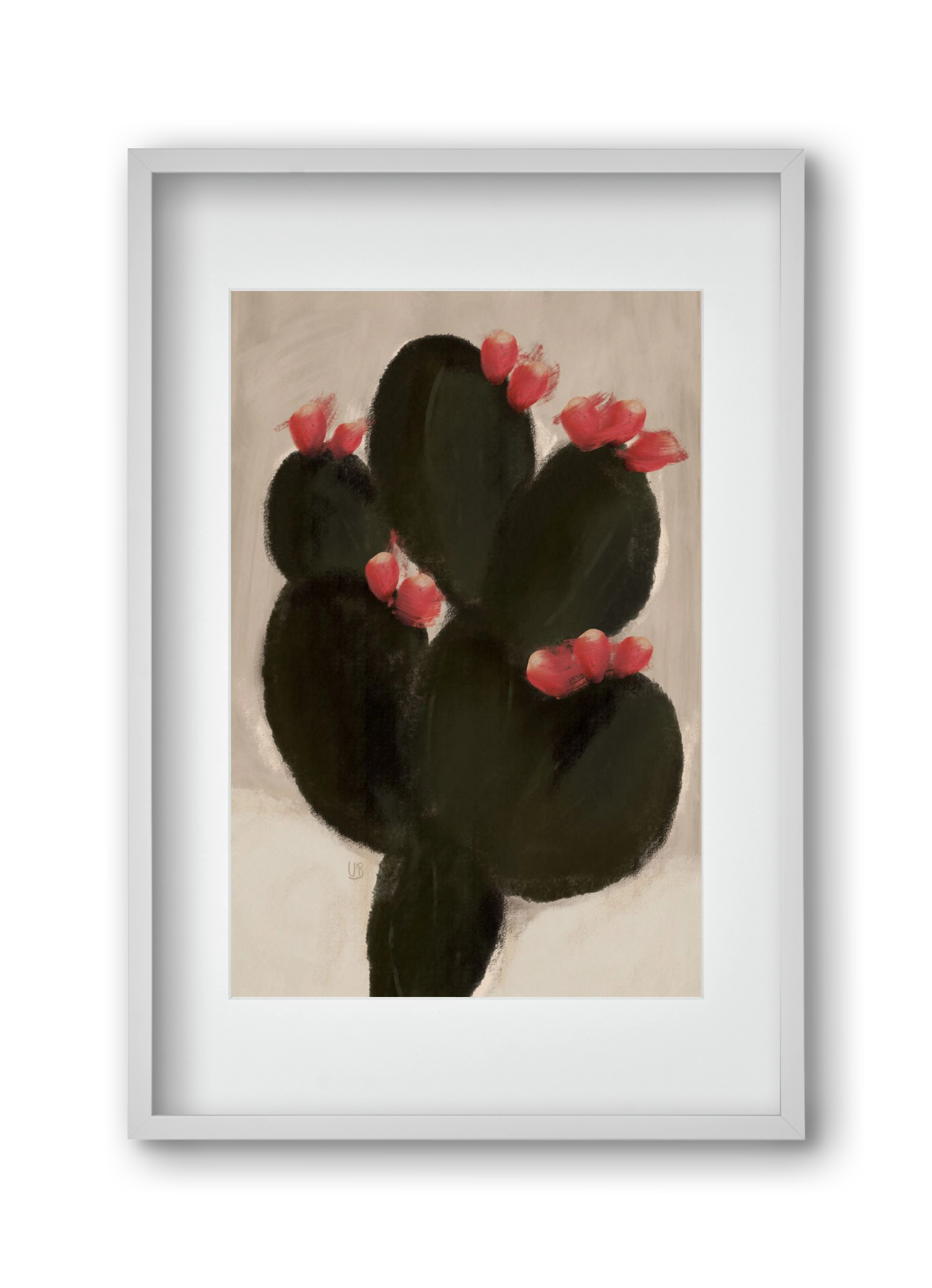 Blooming Cactus, 30x45 cm (20x30 cm), Fehér keret, paszpartuval