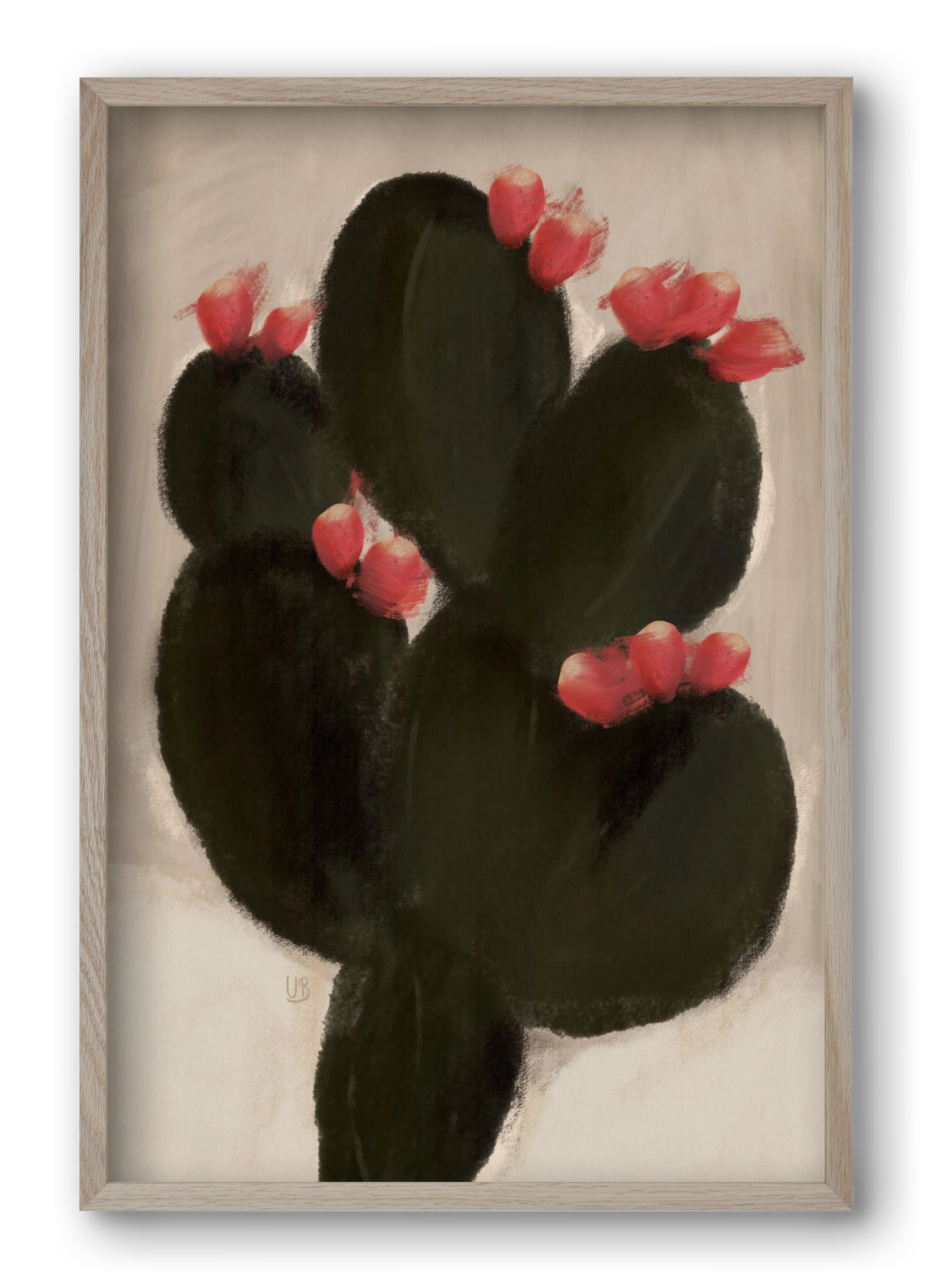 Blooming Cactus, 40x60 cm (40x60 cm), Tölgy keret