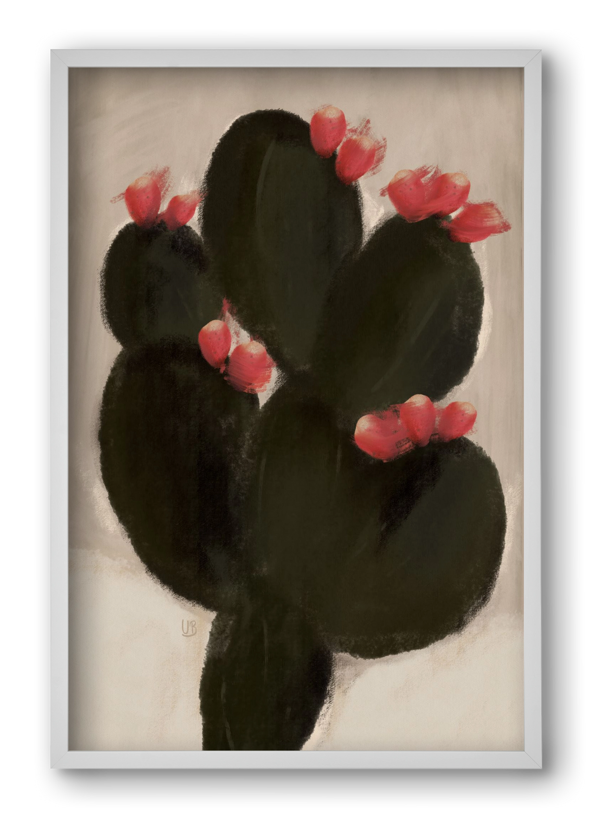 Blooming Cactus, 40x60 cm (40x60 cm), Fehér keret