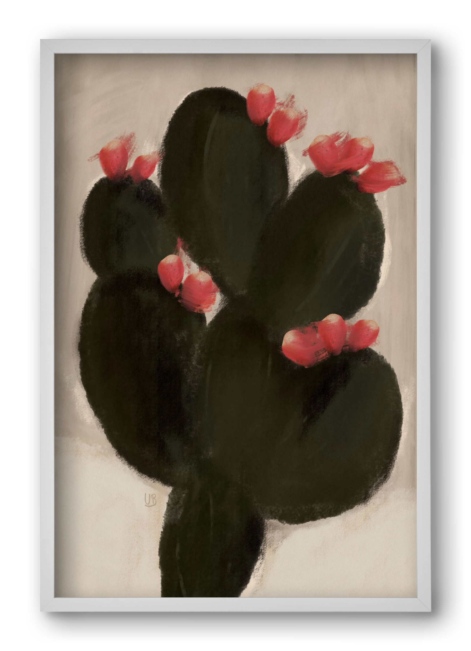 Blooming Cactus, 40x60 cm (40x60 cm), Fehér keret