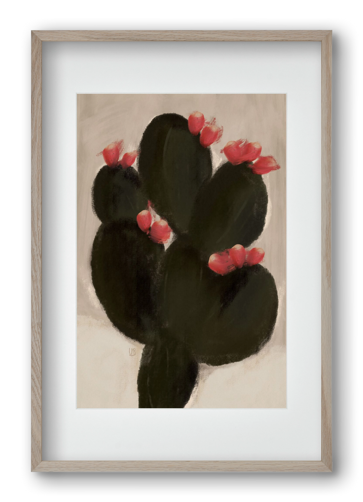Blooming Cactus, 40x60 cm (30x45 cm), Tölgy keret, paszpartuval