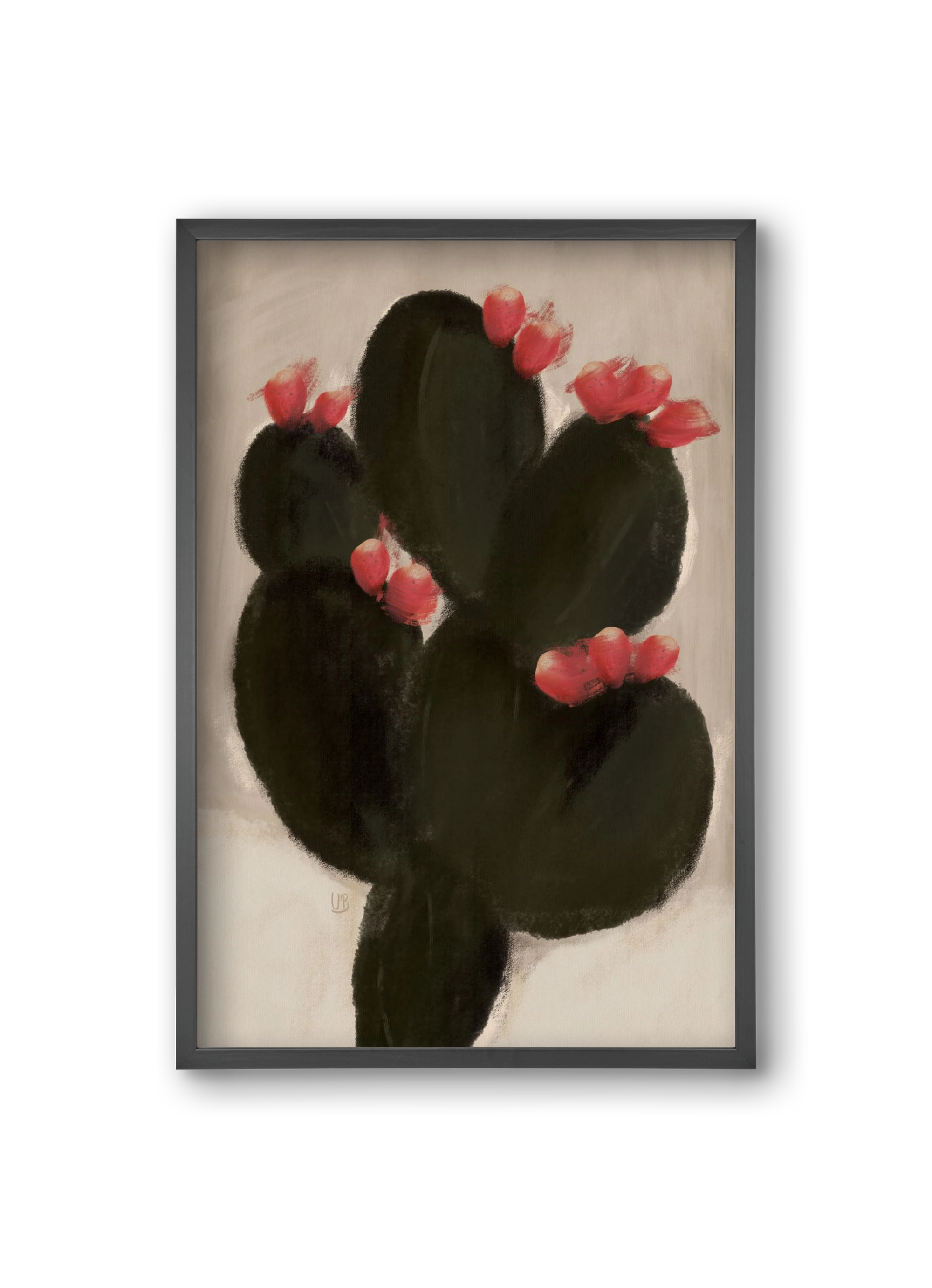 Blooming Cactus, 20x30 cm (20x30 cm), Fekete keret