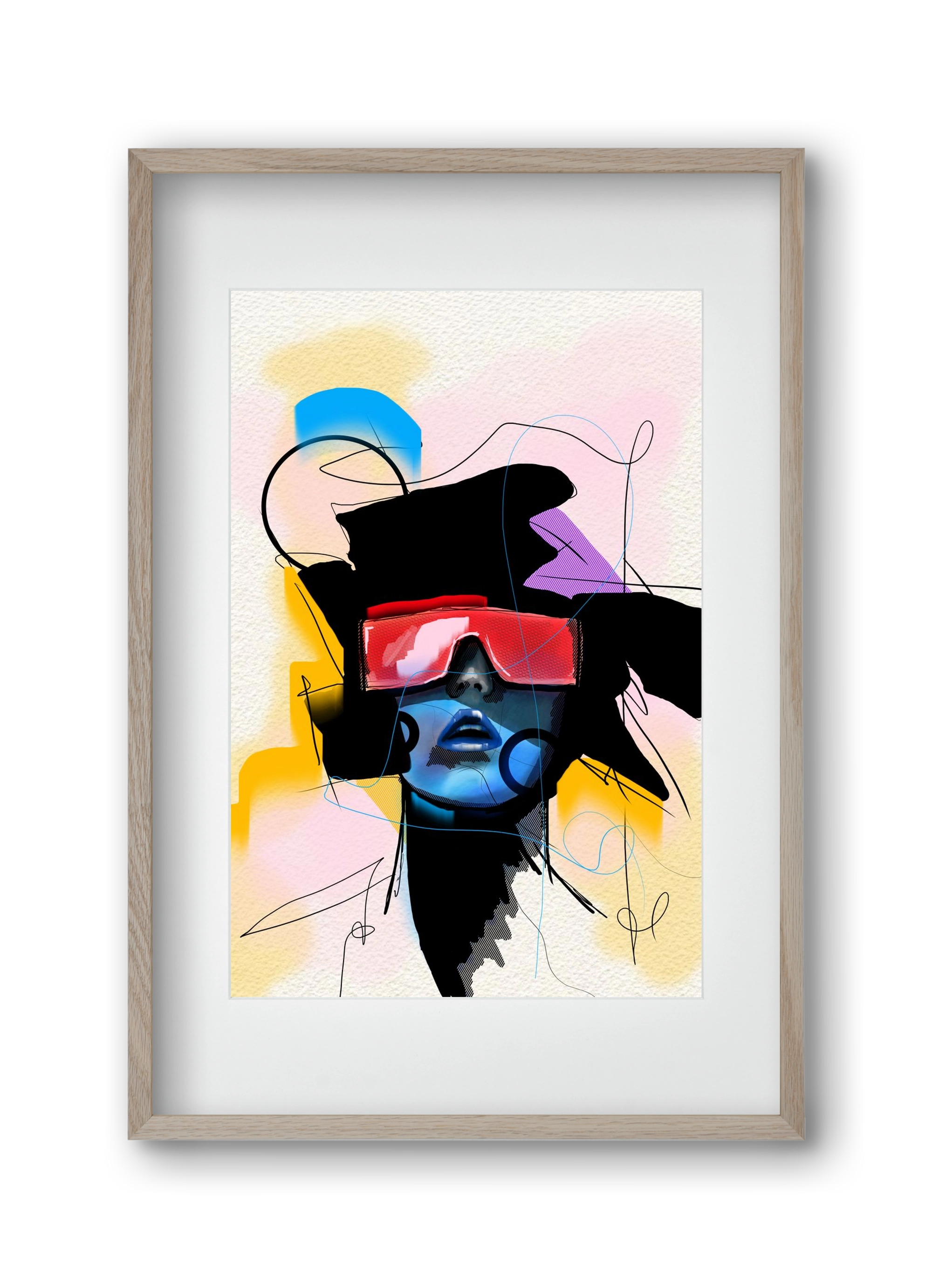 Behind the Visor, 30x45 cm (20x30 cm), Tölgy keret, paszpartuval