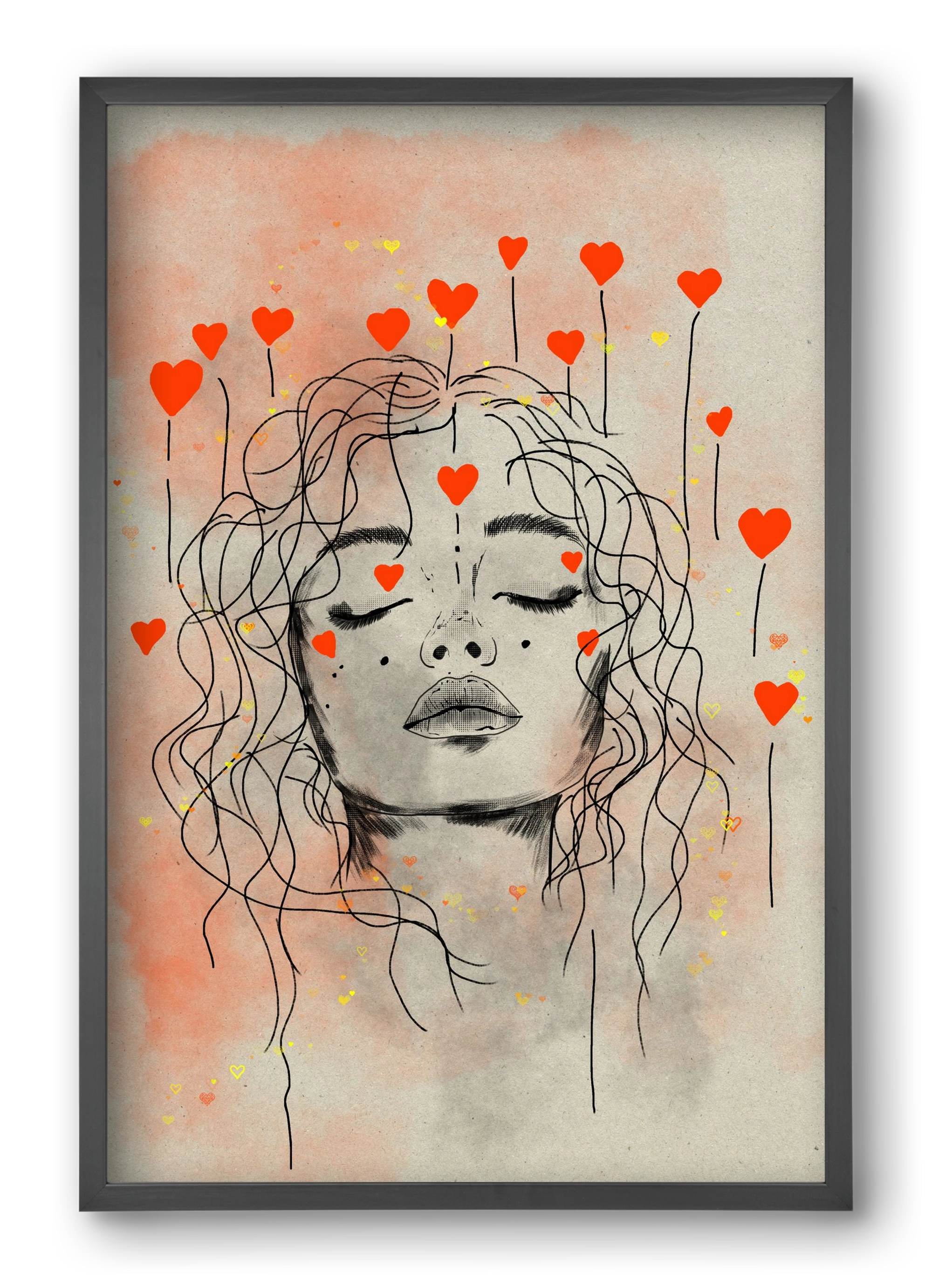 Hearts in Bloom, 40x60 cm (40x60 cm), Fekete keret
