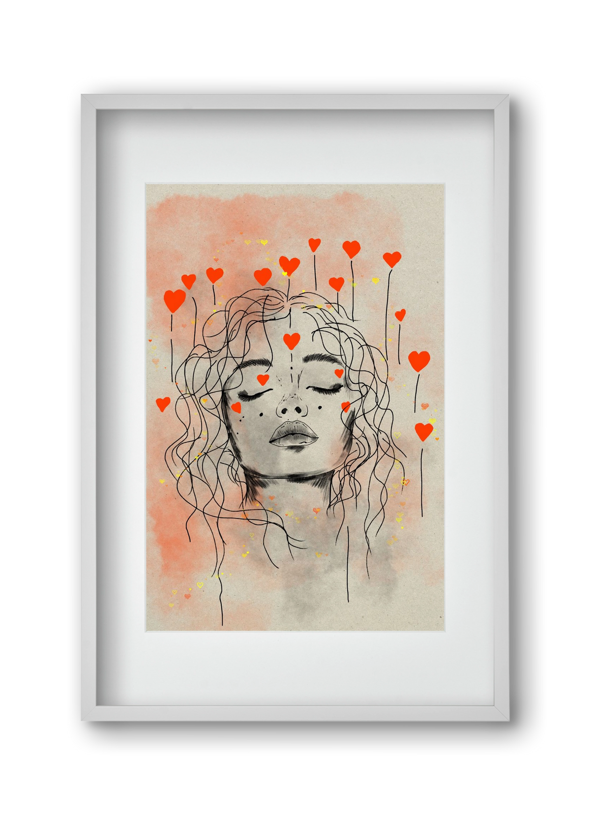 Hearts in Bloom, 30x45 cm (20x30 cm), Fehér keret, paszpartuval