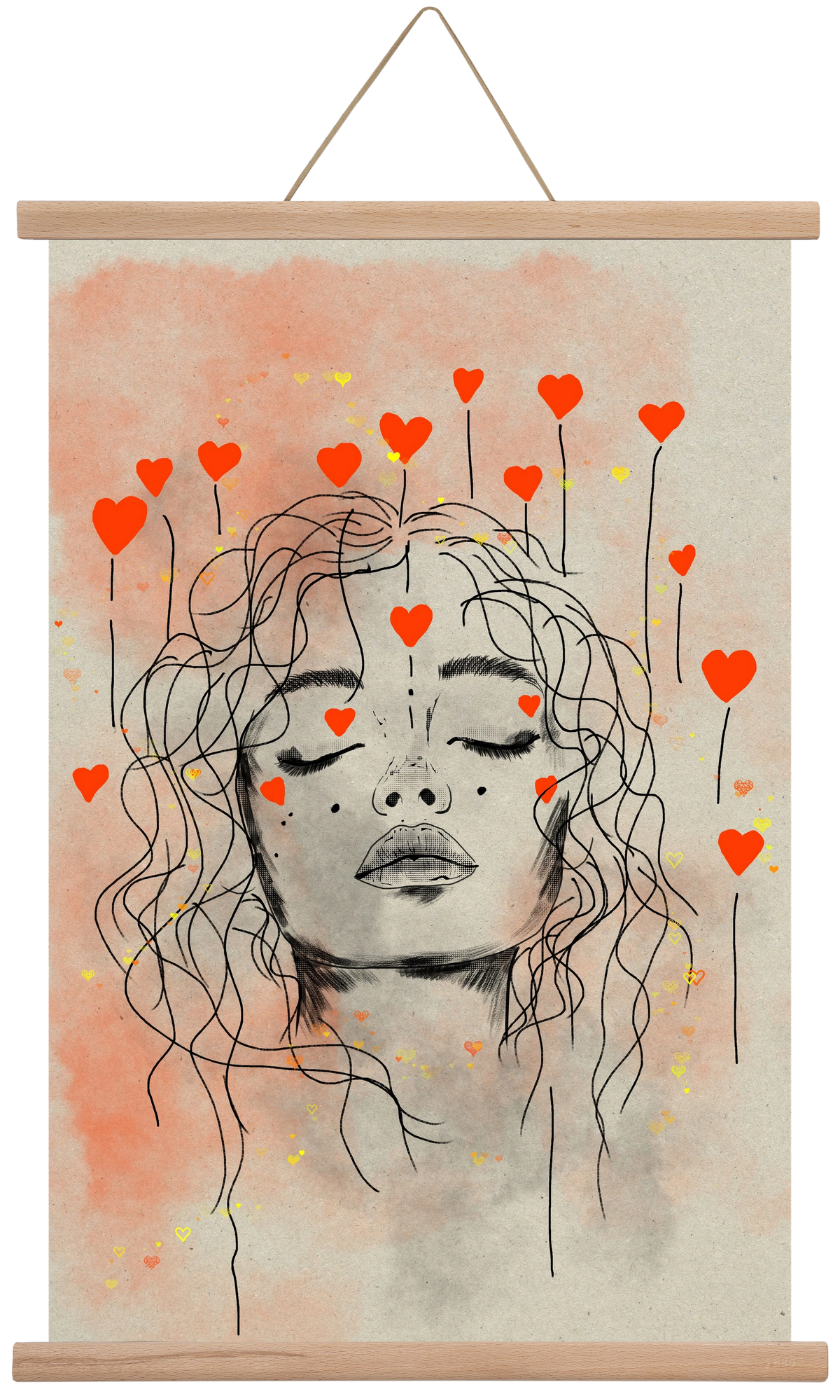 Hearts in Bloom, 40x60 cm (40x60 cm), Tölgy akasztó