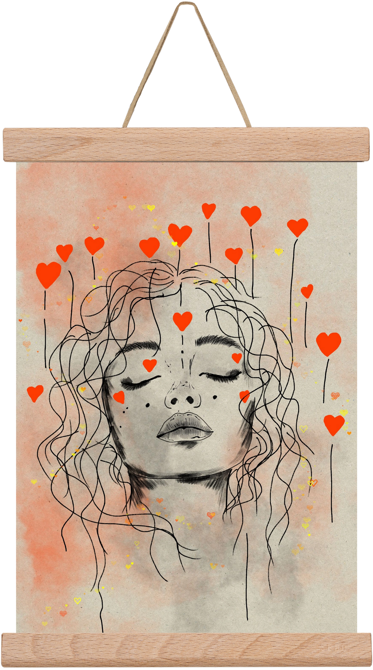 Hearts in Bloom, 20x30 cm (20x30 cm), Tölgy akasztó