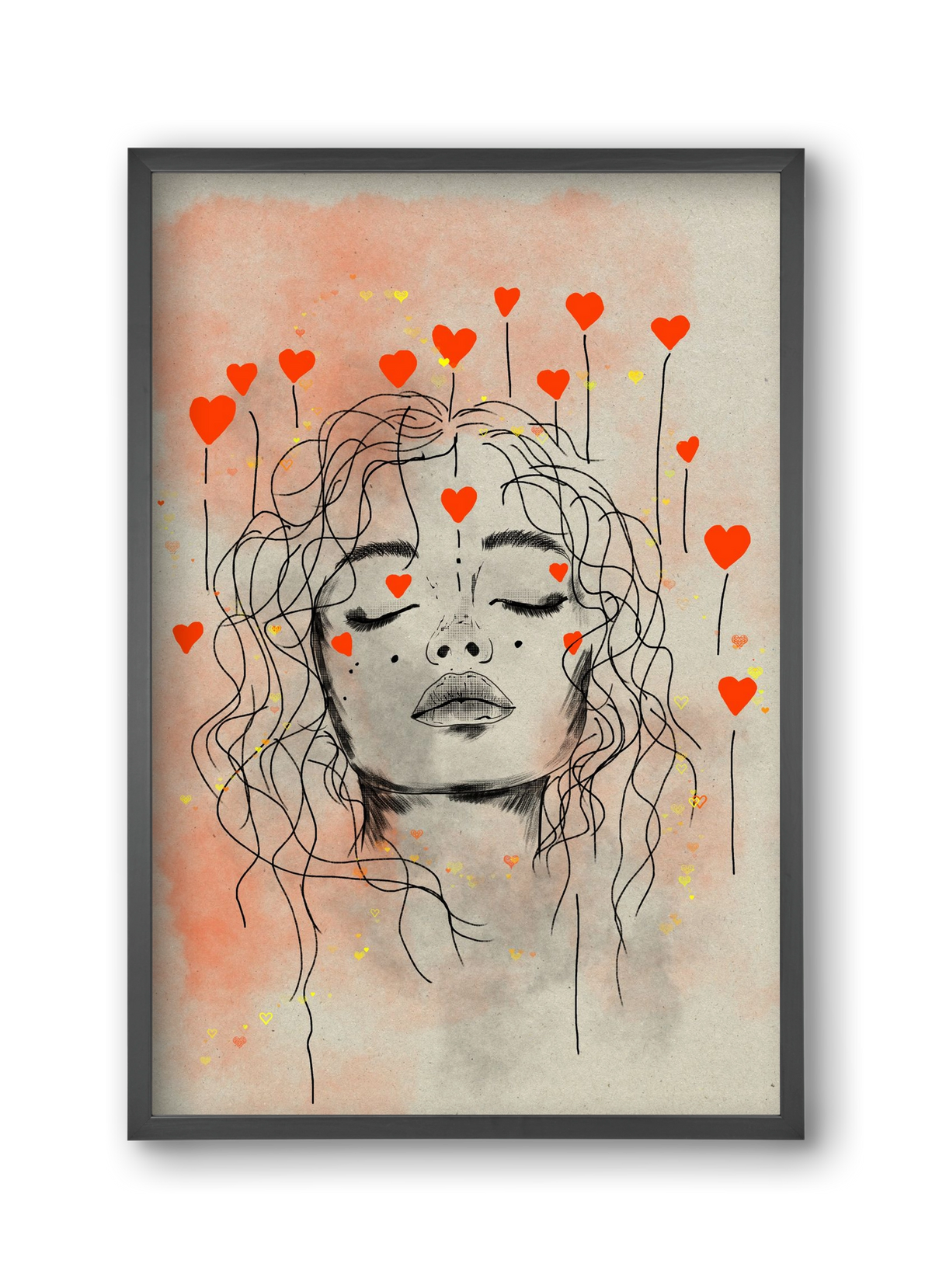 Hearts in Bloom, 30x45 cm (30x45 cm), Fekete keret