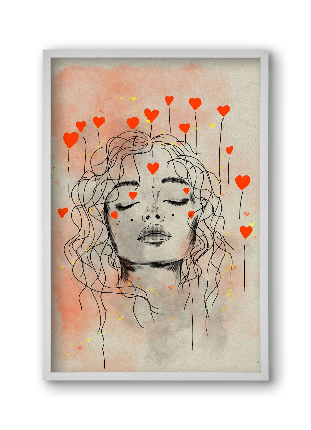 Hearts in Bloom, 30x45 cm (30x45 cm), Fehér keret