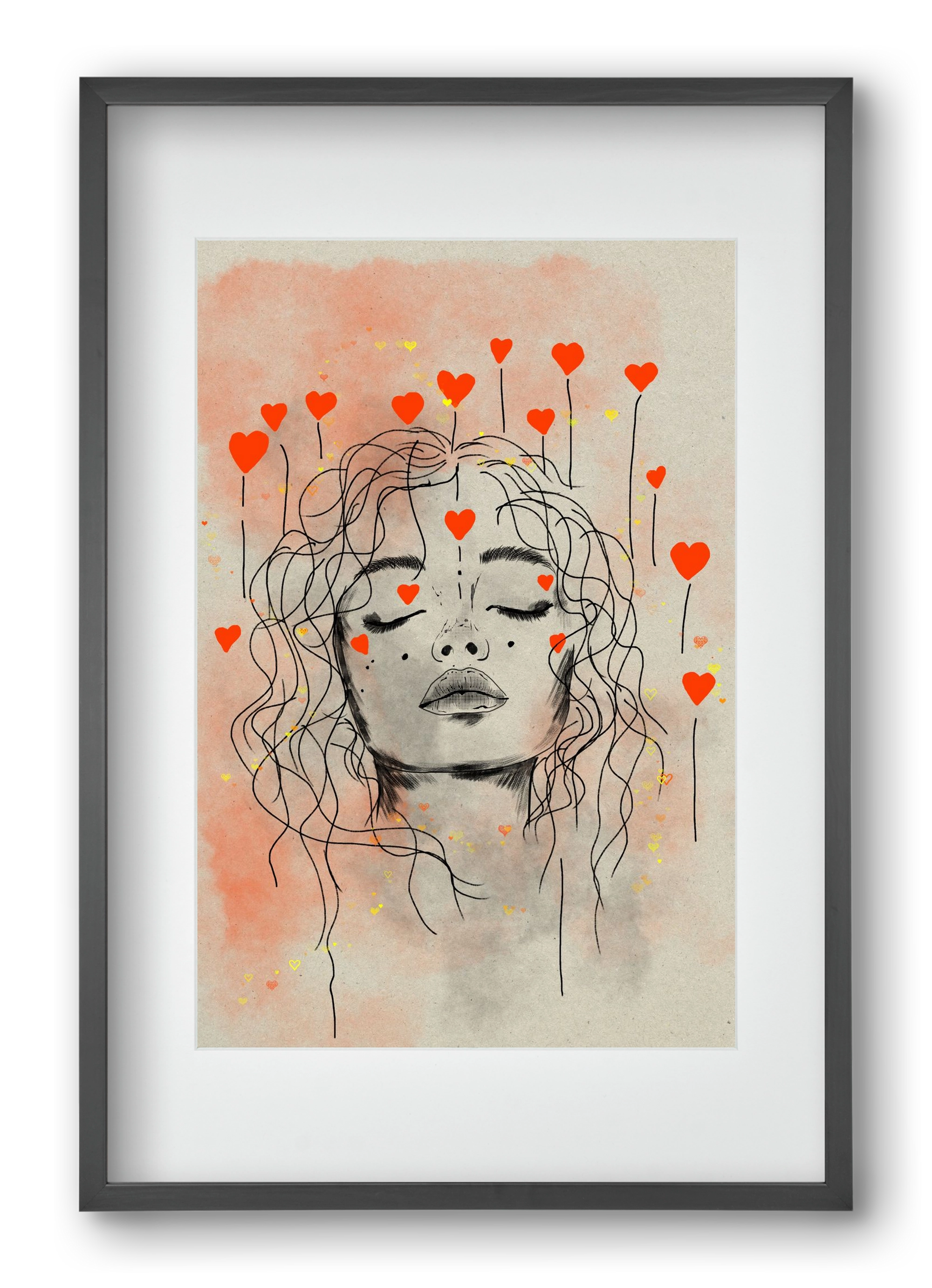 Hearts in Bloom, 40x60 cm (30x45 cm), Fekete keret, paszpartuval
