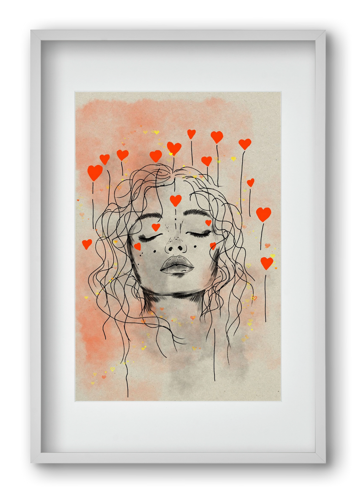 Hearts in Bloom, 40x60 cm (30x45 cm), Fehér keret, paszpartuval