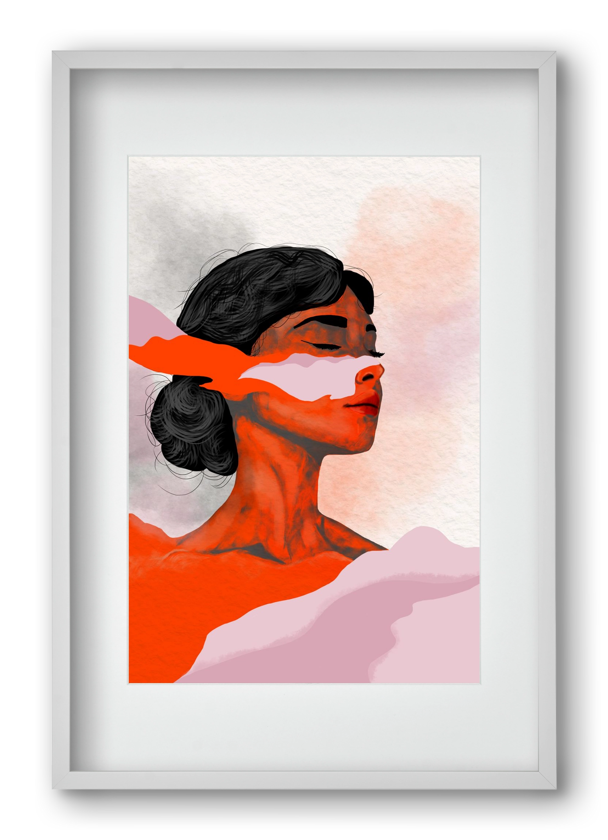 Red Wave, 40x60 cm (30x45 cm), Fehér keret, paszpartuval